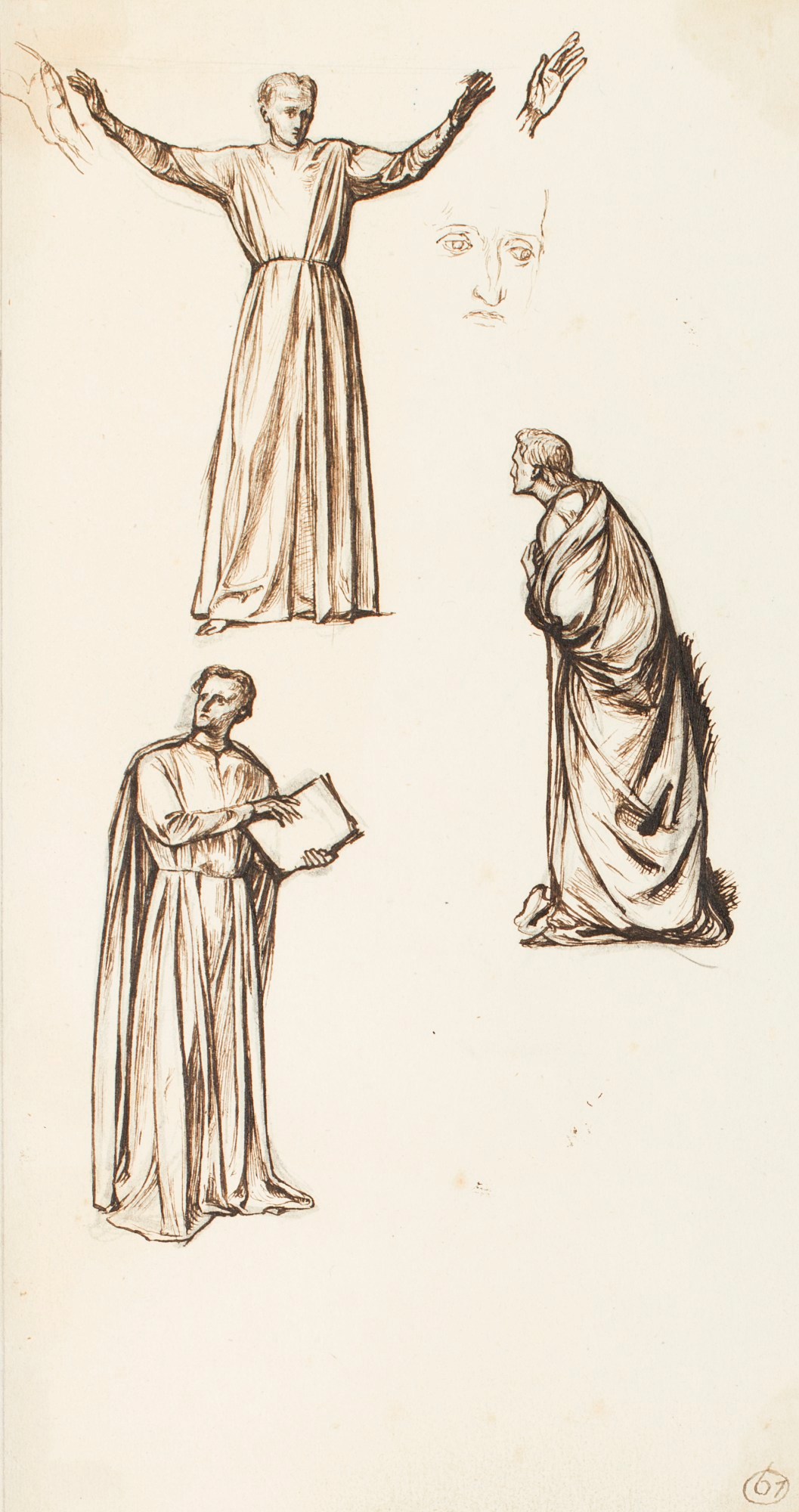 Henry Hugh Armstead RA, Figure studies for the carving on the Bishop's Throne, Llandaff Cathedral