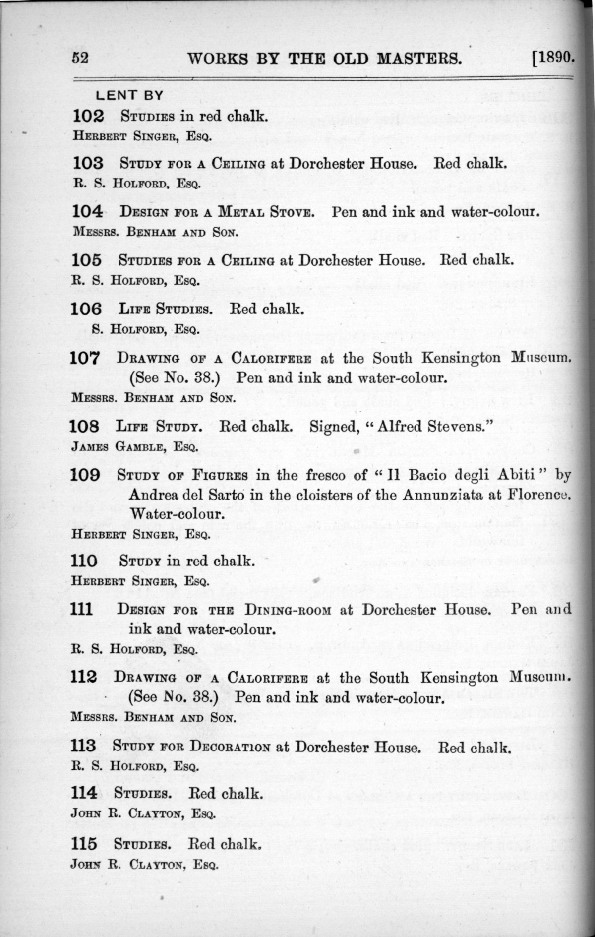 Page 52 of 1890 - Old Masters, deceased masters of the British School, drawings & models by Alfred Stevens