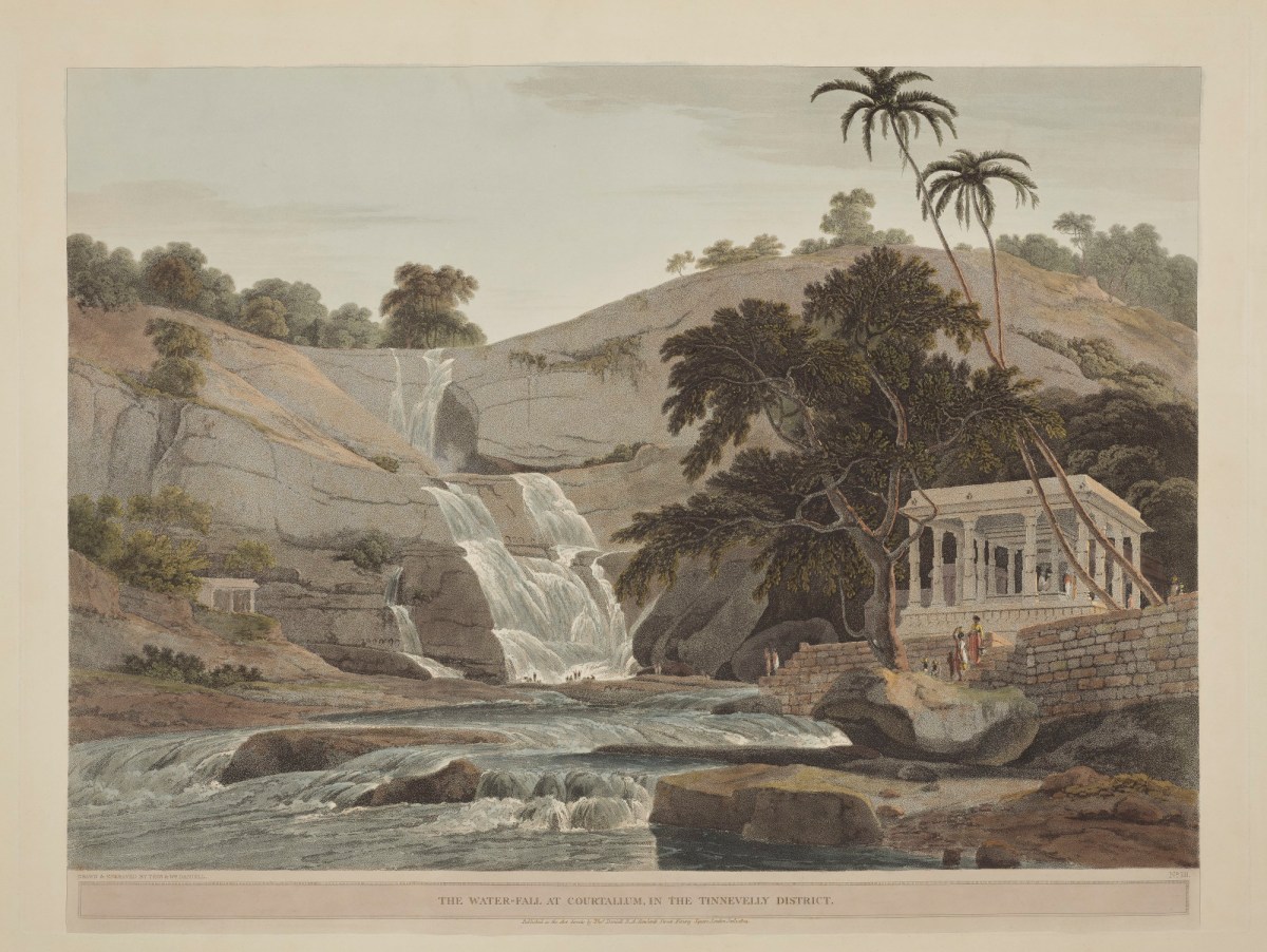 Thomas Daniell RA, The Water-Fall at Courtallum in the Tinnevelly District.