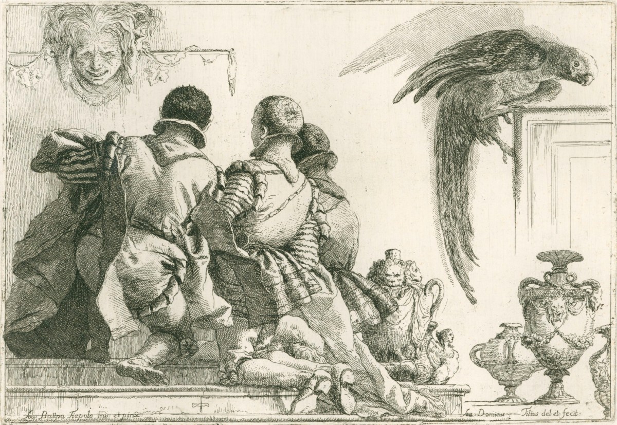 Giandomenico Tiepolo, Three kneeling youths seen from behind