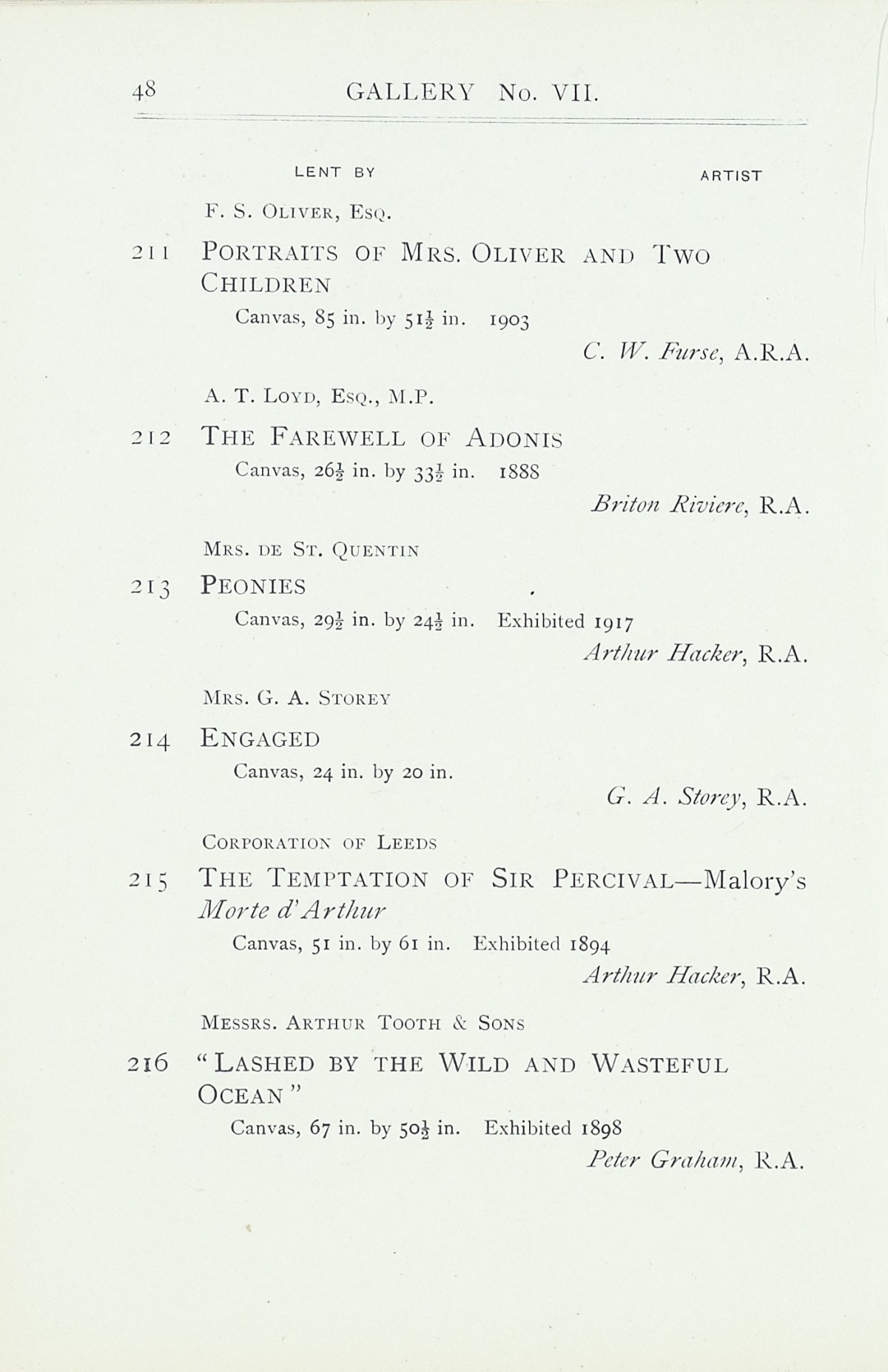 Page 50 of 1922 - Exhibition of Works by recently deceased Members of the Royal Academy