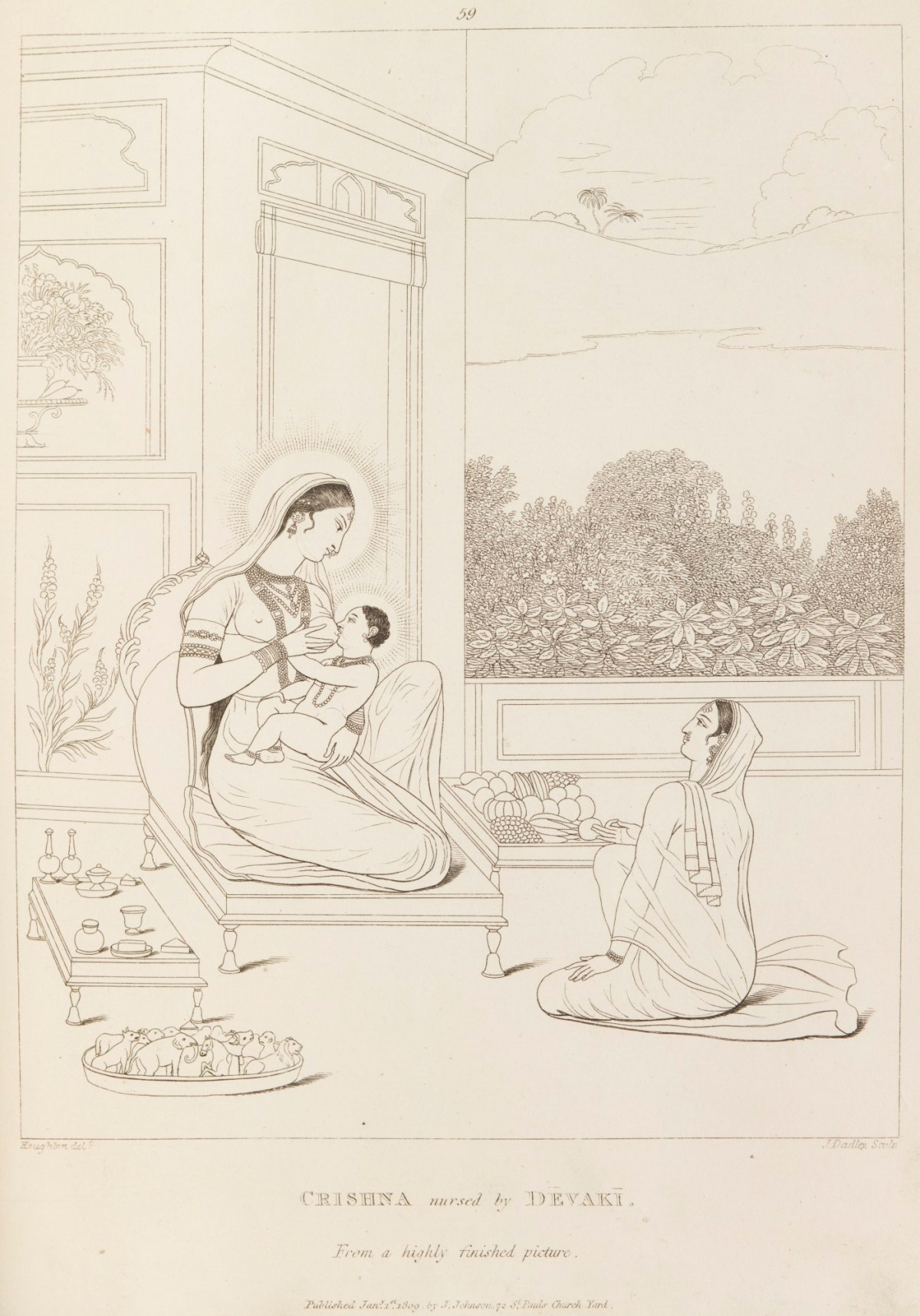 Matthew Haughton and Moses Haughton the younger, Krishna nursed by Devaki