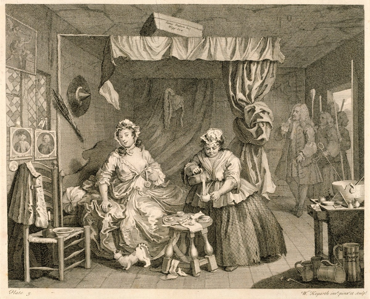 William Hogarth, A Harlot's Progress Plate 3