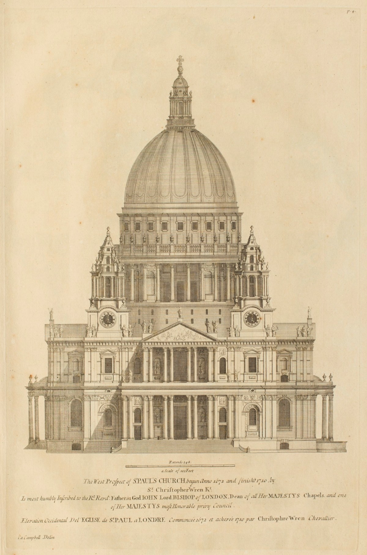 Colen Campbell, The west prospect of Saint Paul cathedral