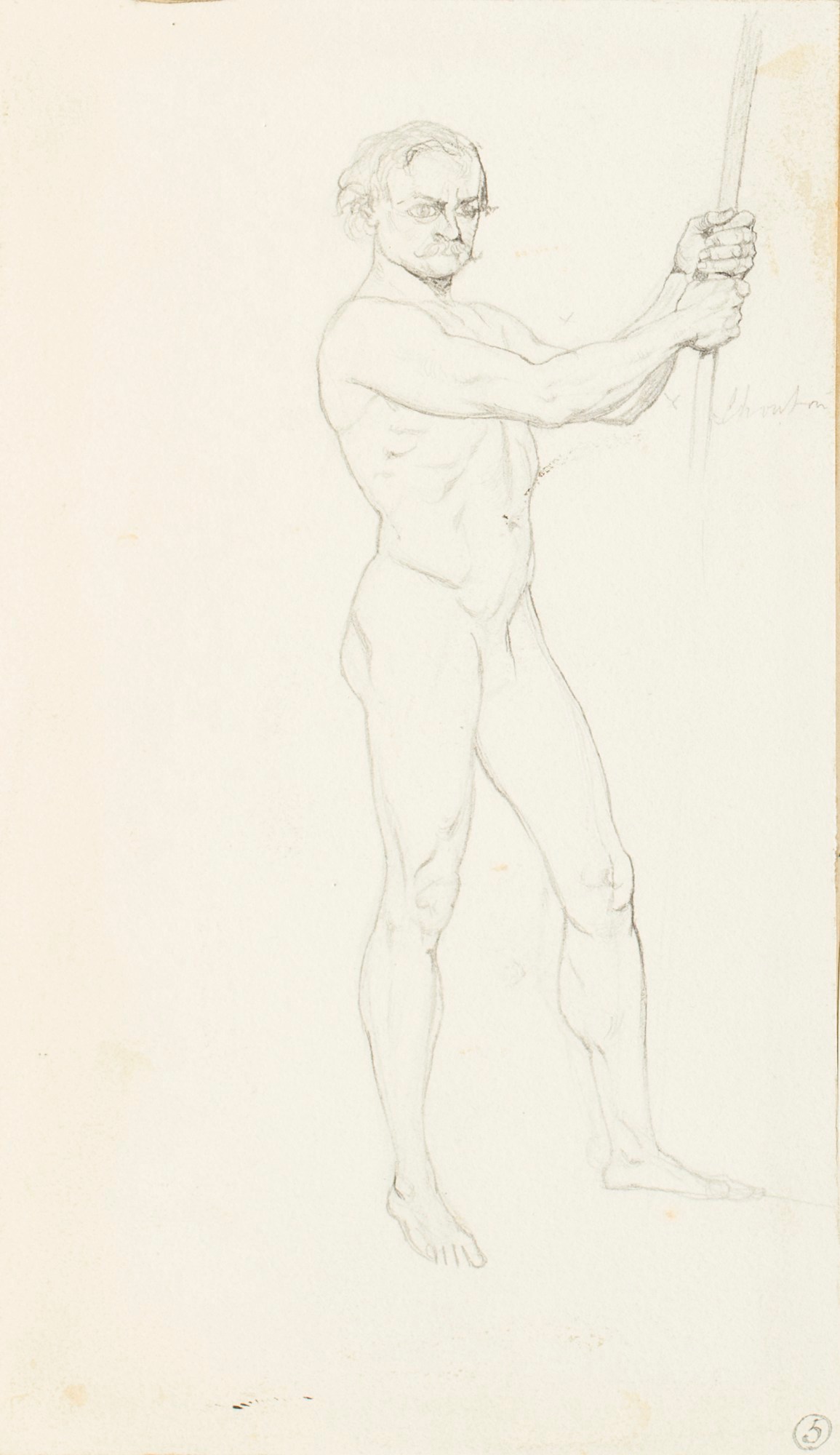 Henry Hugh Armstead RA, Nude study of a male figure for the 'History of the Shirleys' reliefs