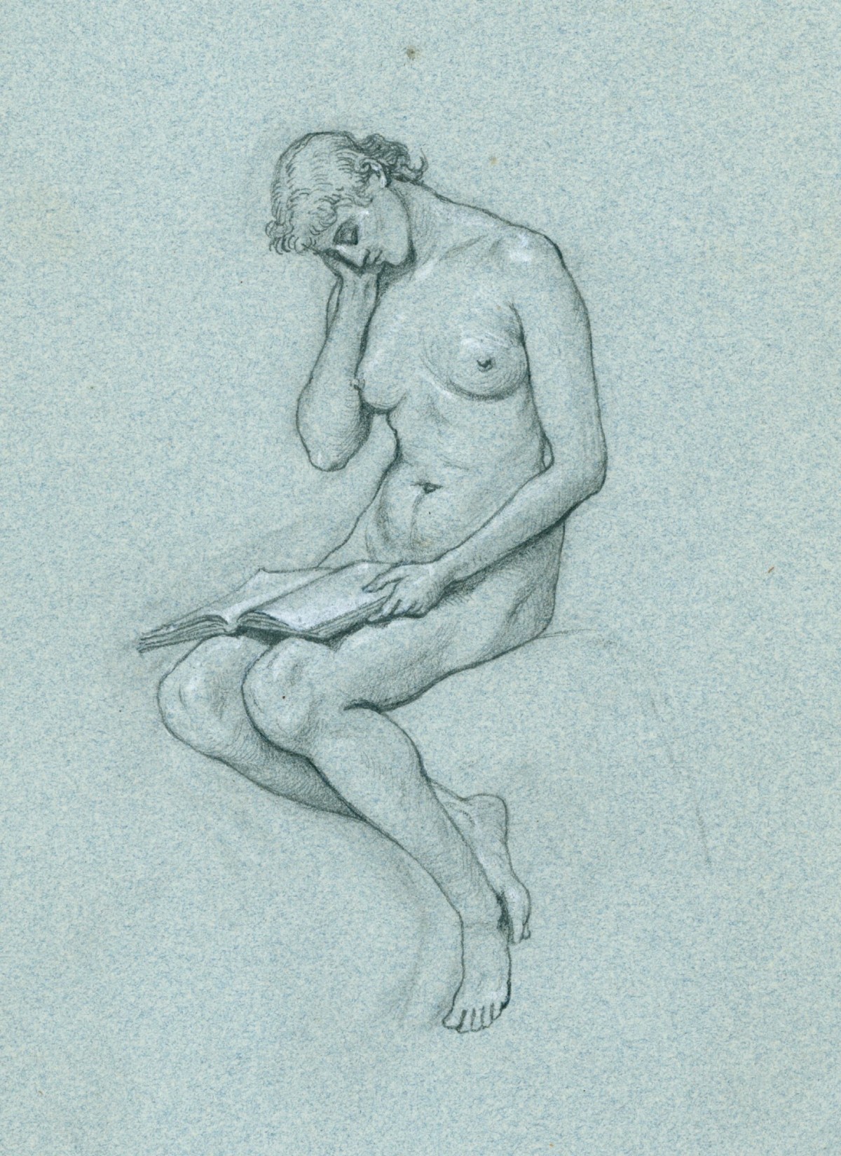 Henry Hugh Armstead RA, Nude study of a seated female figure for the memorial to Mrs. Craik, Tewkesbury