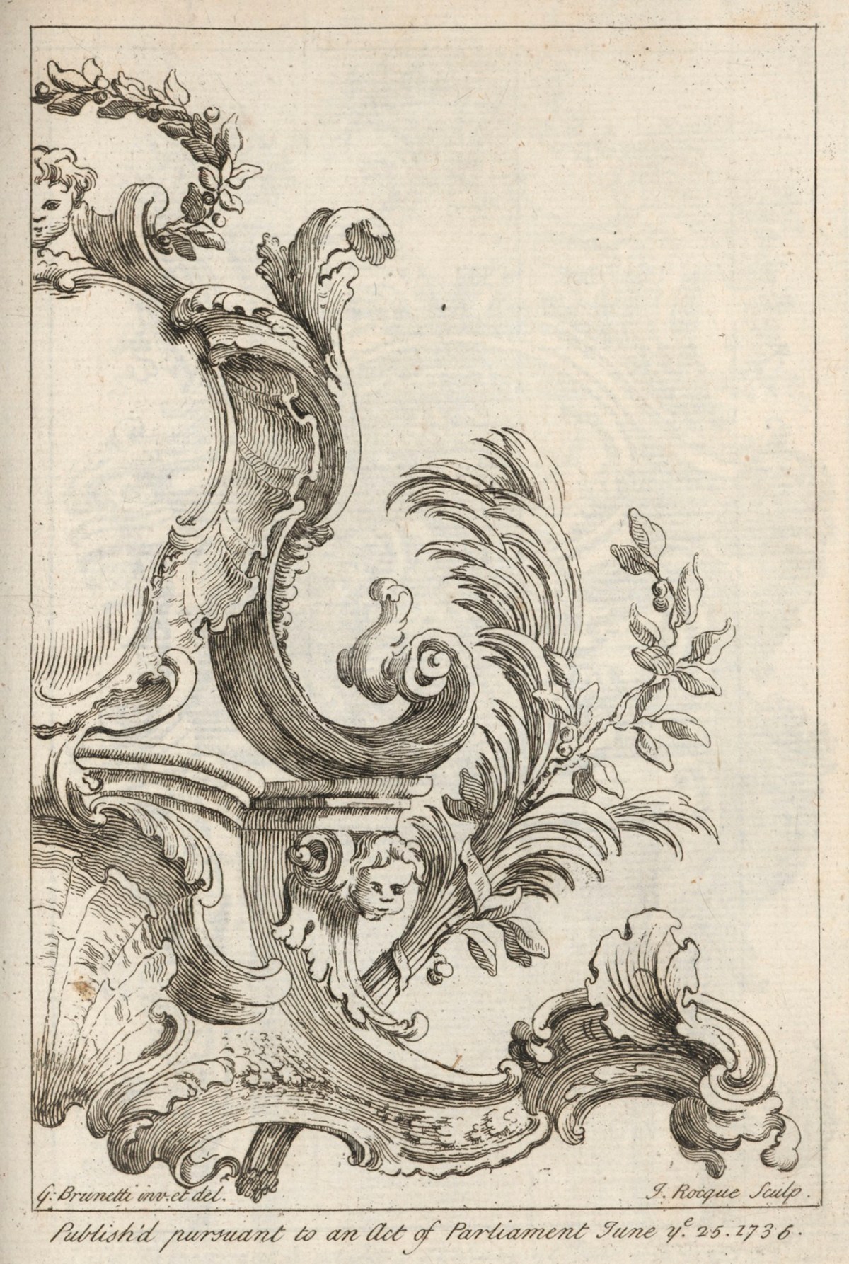 Gaetano Brunetti, Scrolled cartouche with palm and bay leaves