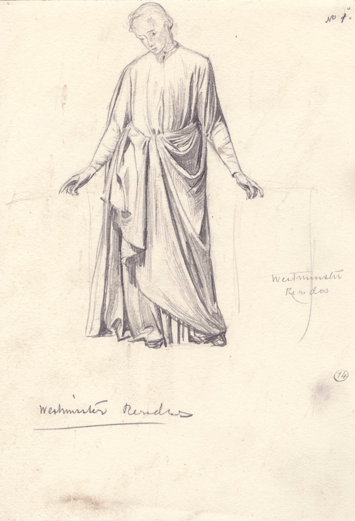 Henry Hugh Armstead RA, Study of a standing figure for the Westminster Reredos