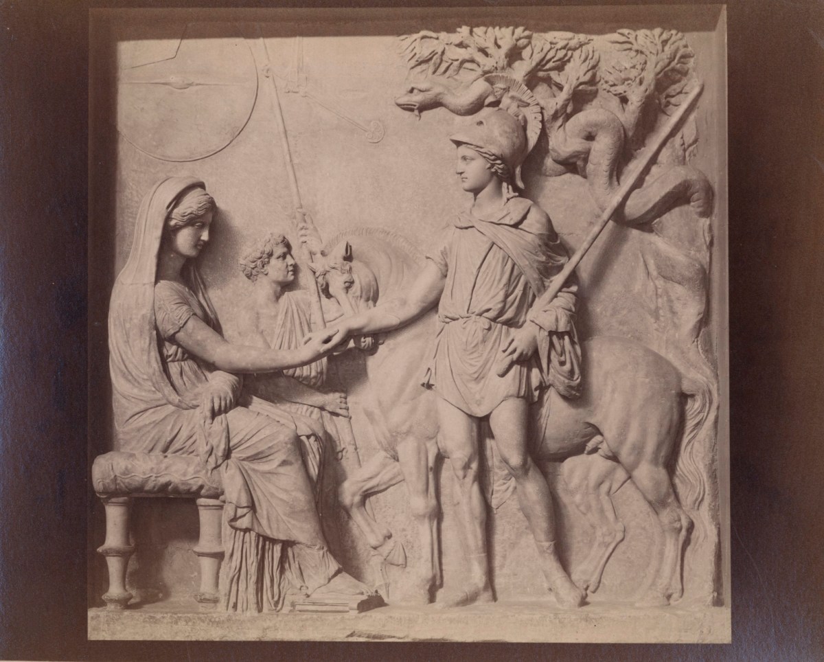 Unidentified photographer, Photograph of sculptural relief probably depicting Jason and Medea