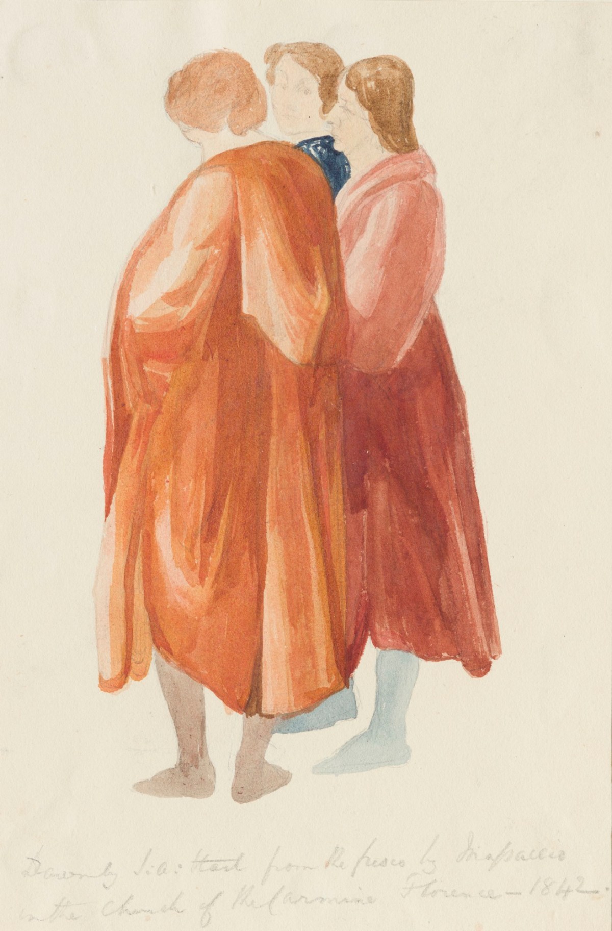 Solomon Alexander Hart RA, Watercolour study after frescoes in the Brancacci Chapel, Florence