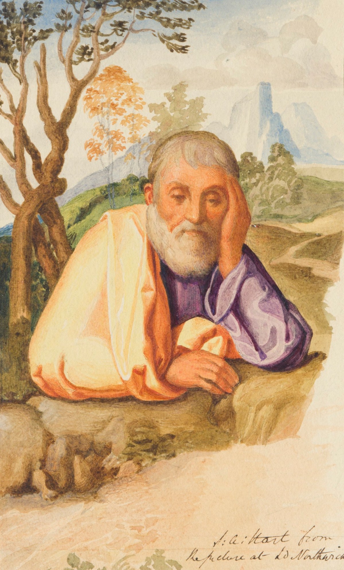 Solomon Alexander Hart RA, Watercolour study after a painting, probably of St. Peter