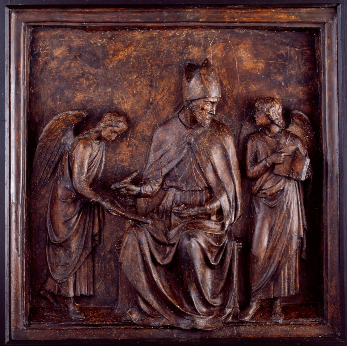 Luca della Robbia, Cast of a bronze panel depicting St Augustine with two angels (from the doors of the North Sacristy of the Duomo, Florence)