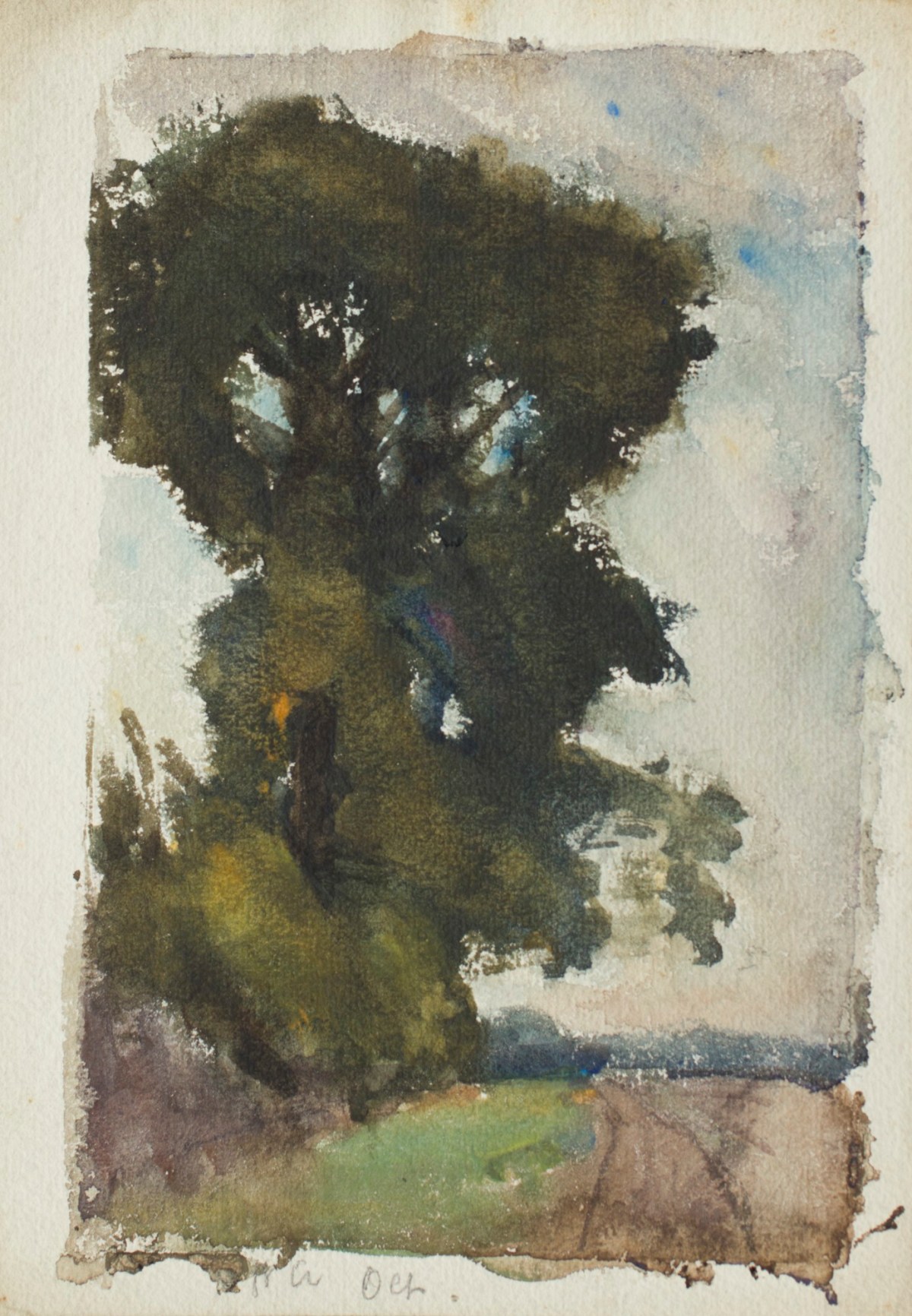 Sir George Clausen RA, 'St Albans, October' (tree in a lane)
