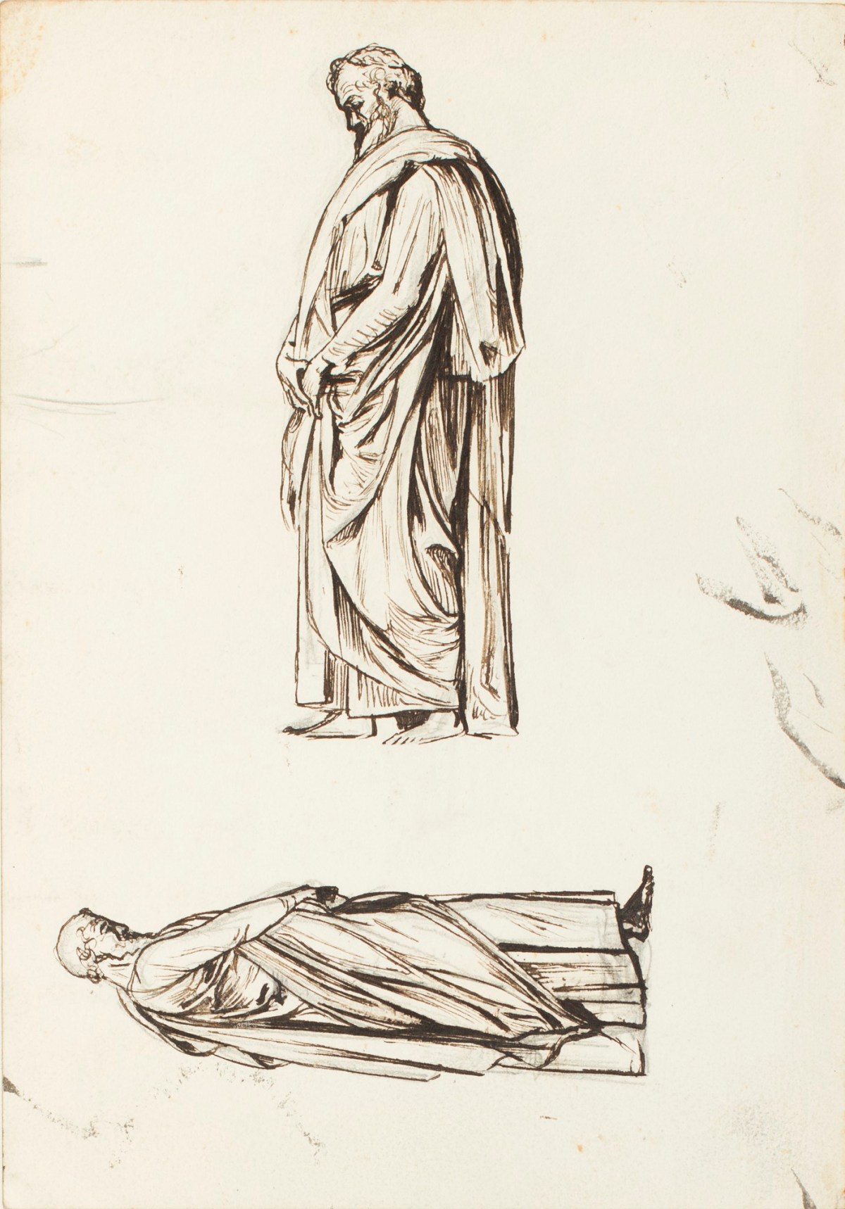 Henry Hugh Armstead RA, Two drawings of a standing male figure
