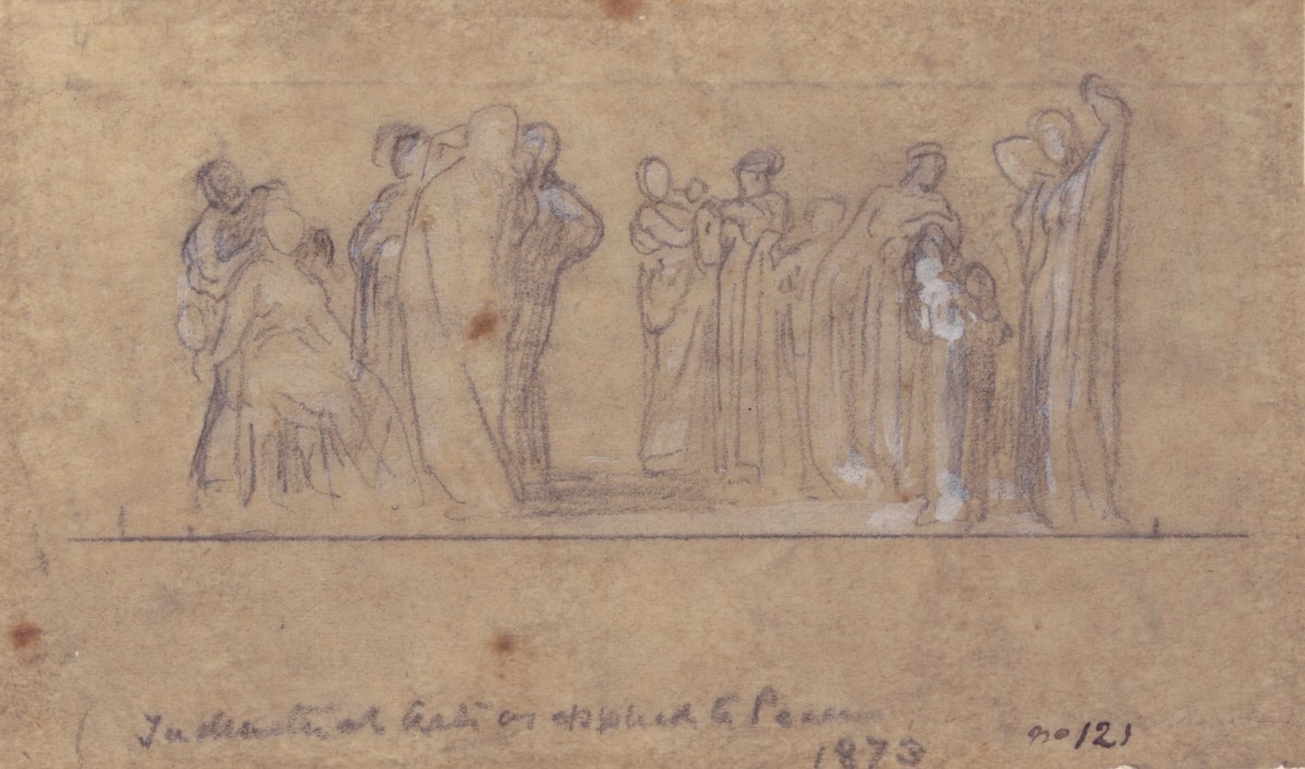Lord Leighton PRA, Tracing of a group of figures for 'The Arts of Industry as Applied to Peace'