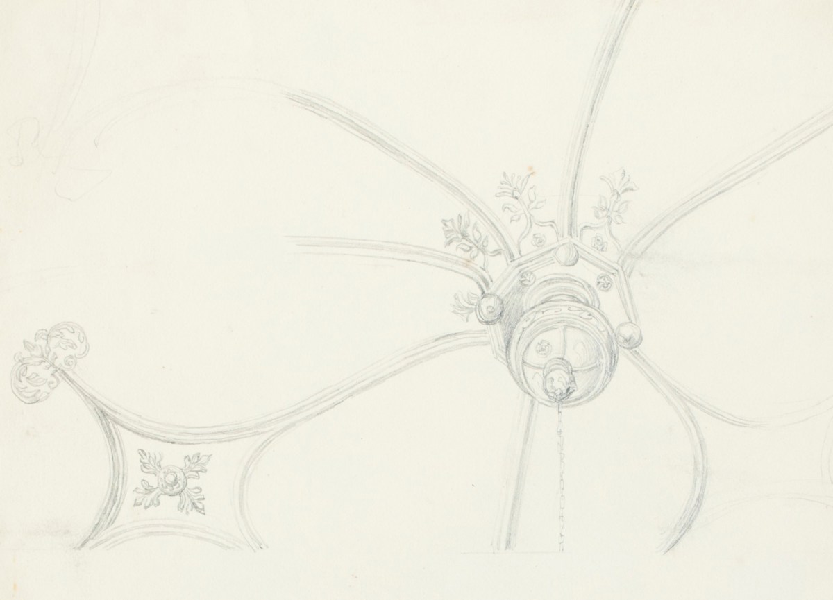 Solomon Alexander Hart RA, Study of a decorative ceiling, possibly at the King John Tavern, Exeter