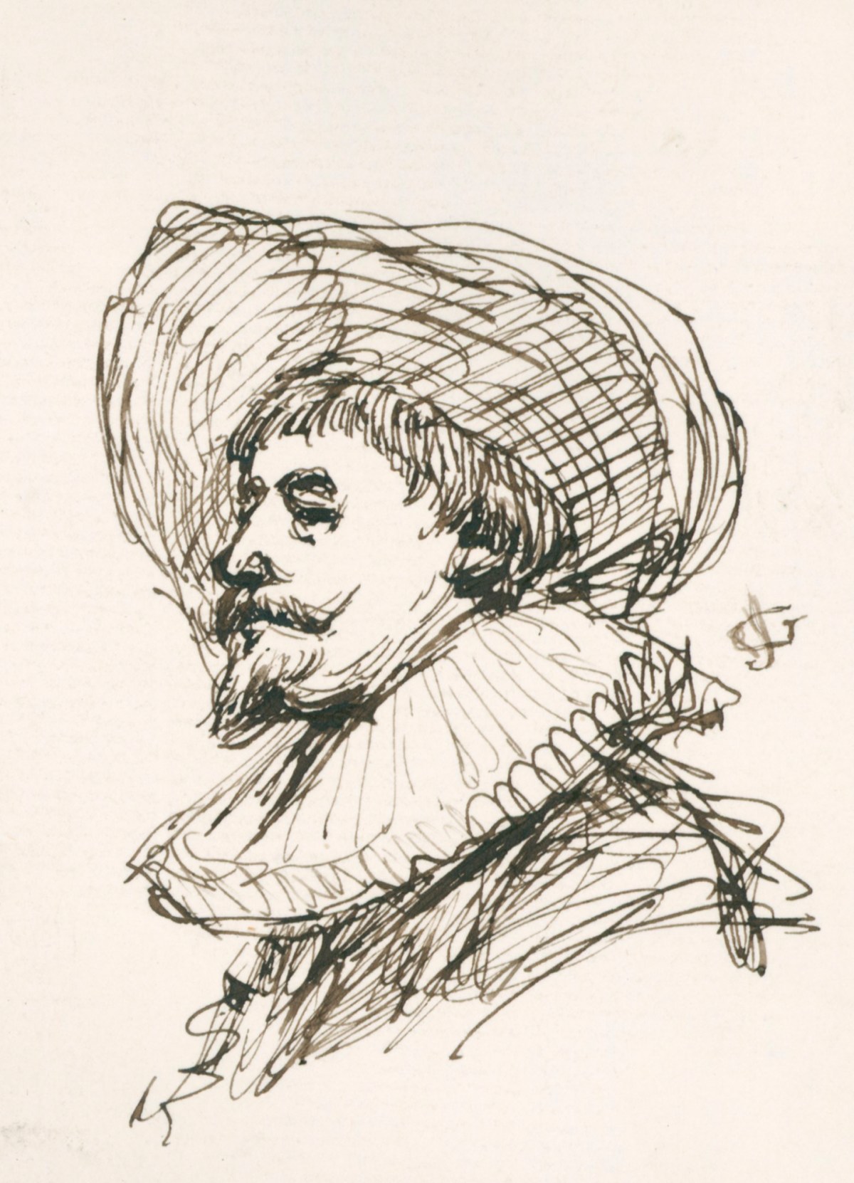 Sir John Gilbert RA, Drawing after a 17th century portrait