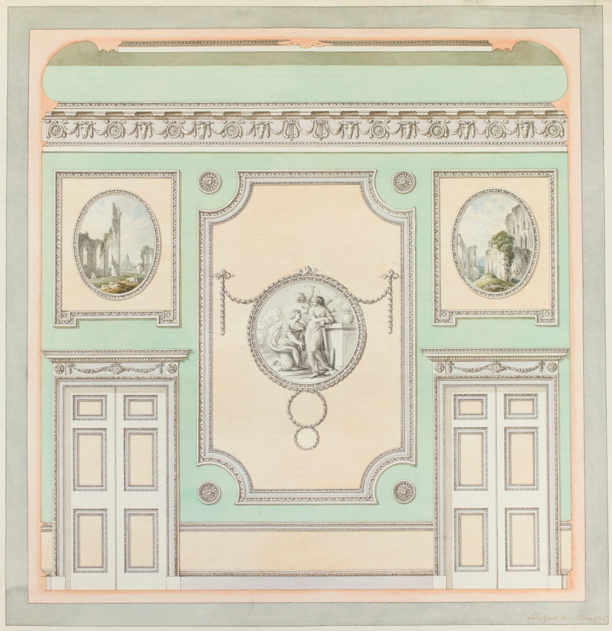 Design For Wall With Two Doors Queen Charlotte S Drawing Room Windsor Castle Berkshire Elevation Works Of Art Ra Collection Royal Academy Of Arts Design For Wall With Two Doors Queen Charlotte S Drawing Room Windsor Castle Berkshire Elevation Works Of Art Ra Collection Royal Academy Of Arts