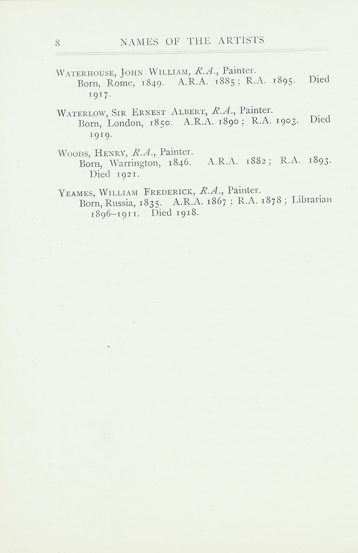 Page 10 of 1922 - Exhibition of Works by recently deceased Members of the Royal Academy