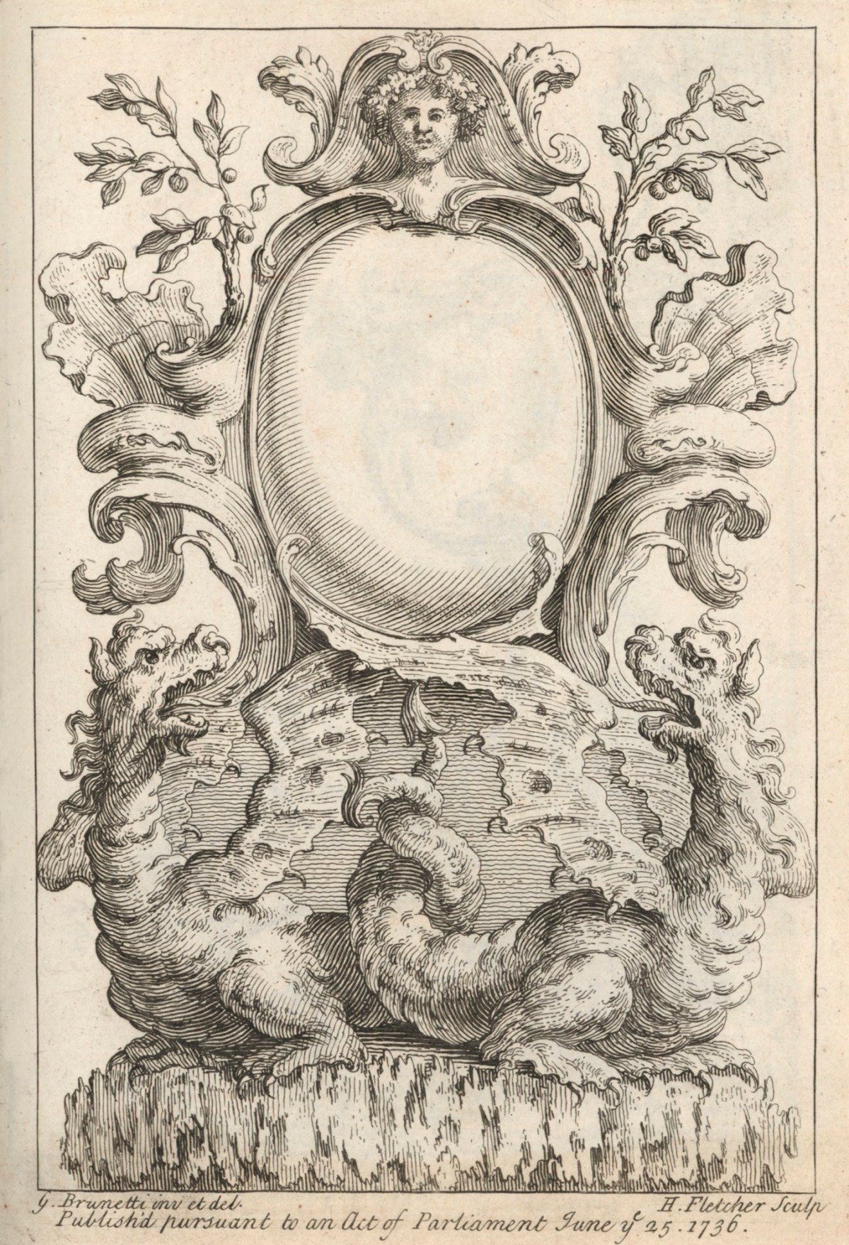 Gaetano Brunetti, Cartouche supported on dragon's wings