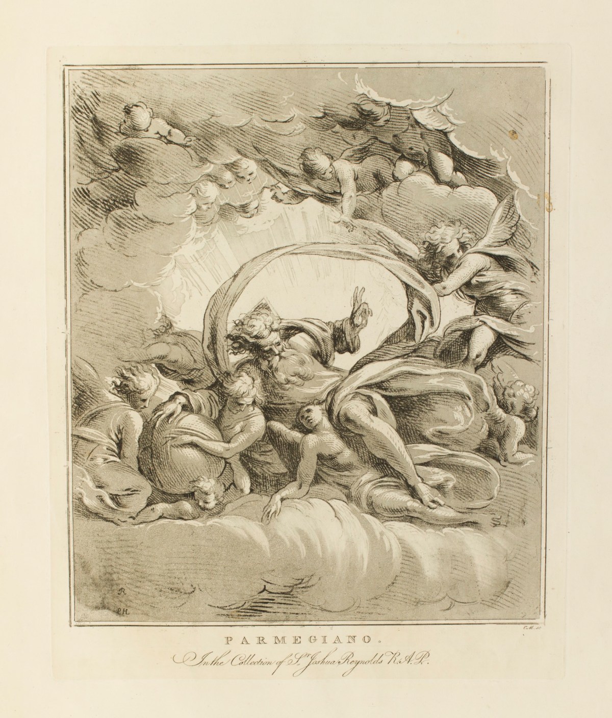 Conrad Martin Metz, God creating the earth attributed to Parmigianino