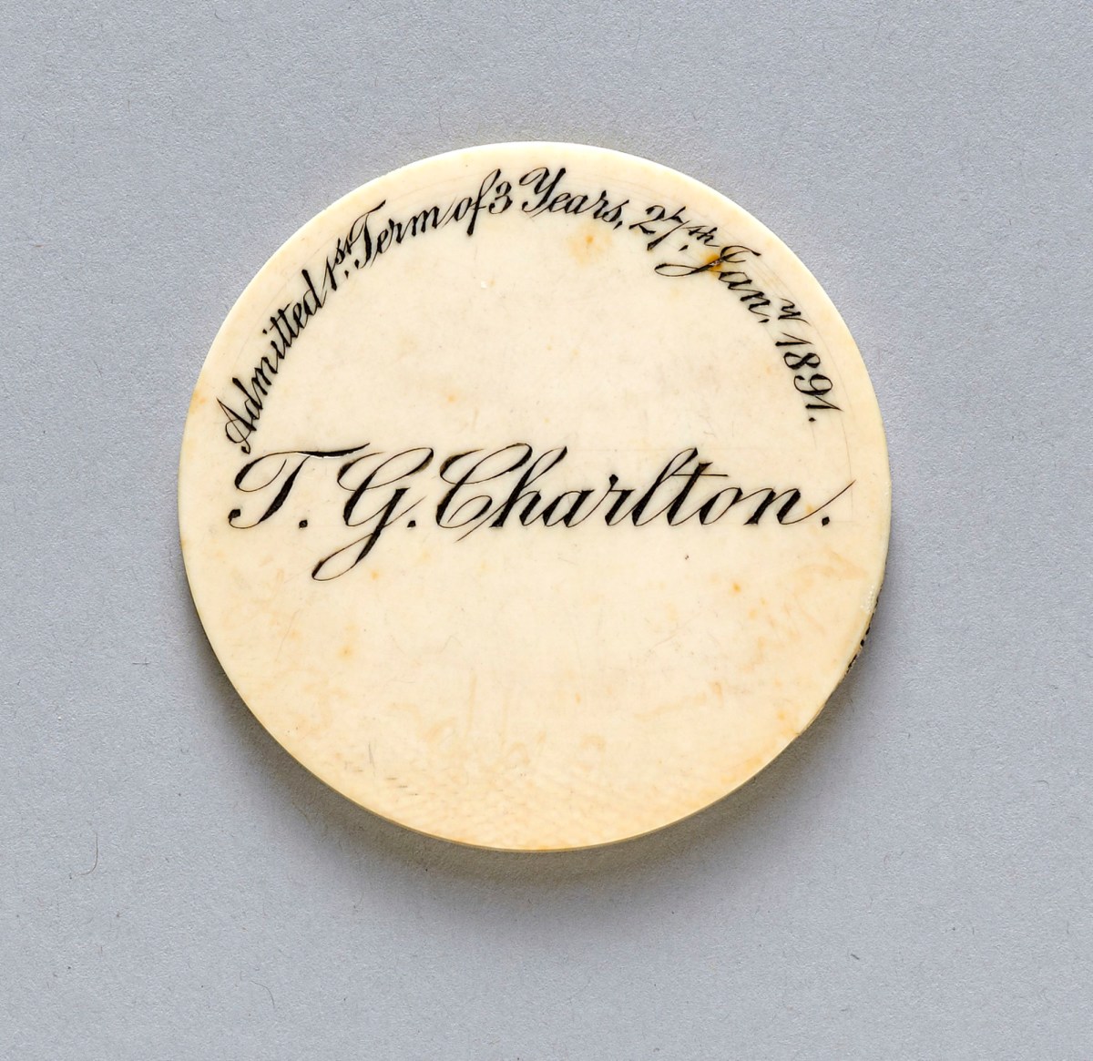 Unknown maker, Ivory ticket, Architecture School.