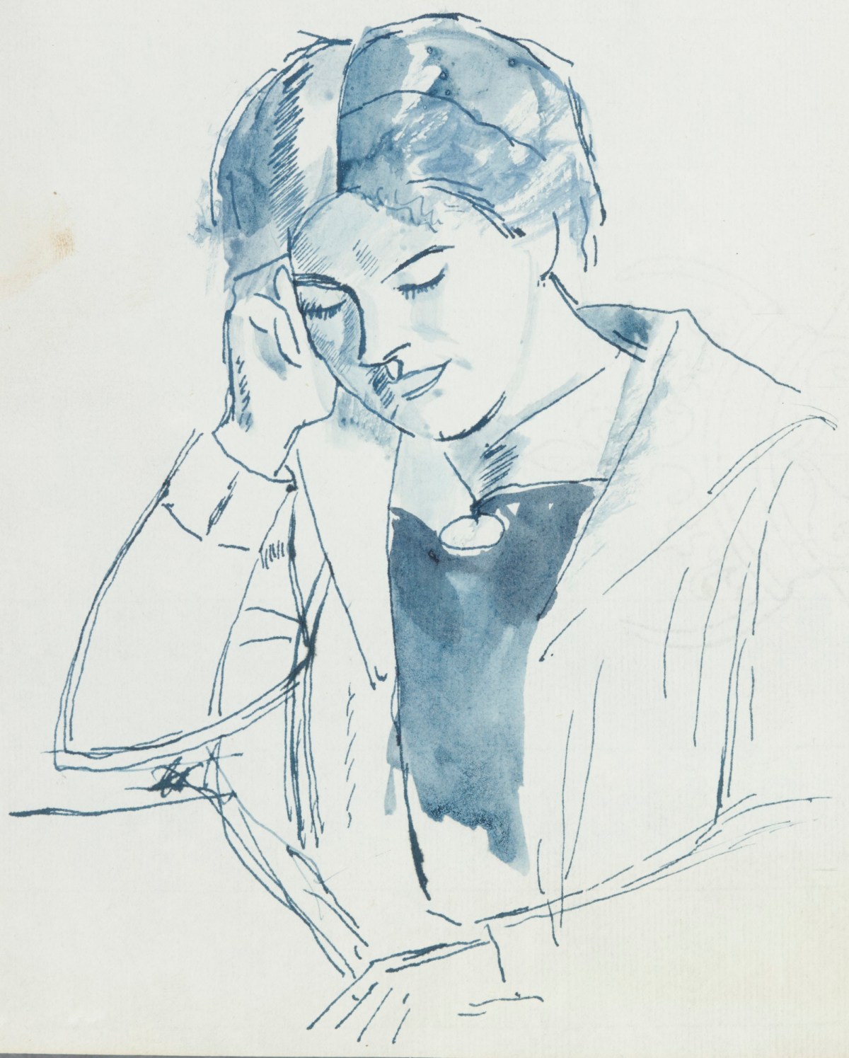 Study Of Dorothy Hutton With Her Hand On Her Head Works Of Art Ra Collection Royal Academy Of Arts