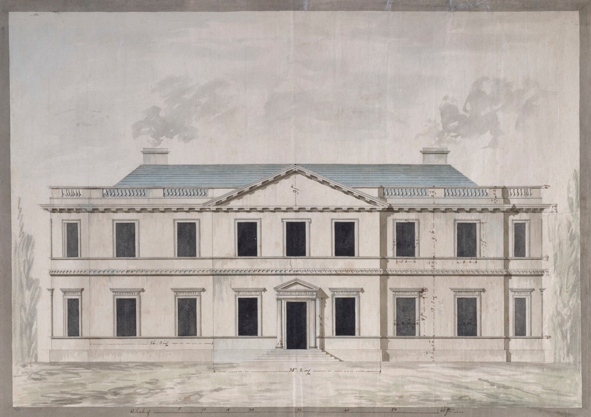 Sir William Chambers RA, Design, unexecuted, for alterations and additions to the facade of Coleby Hall, Lincolnshire: elevation