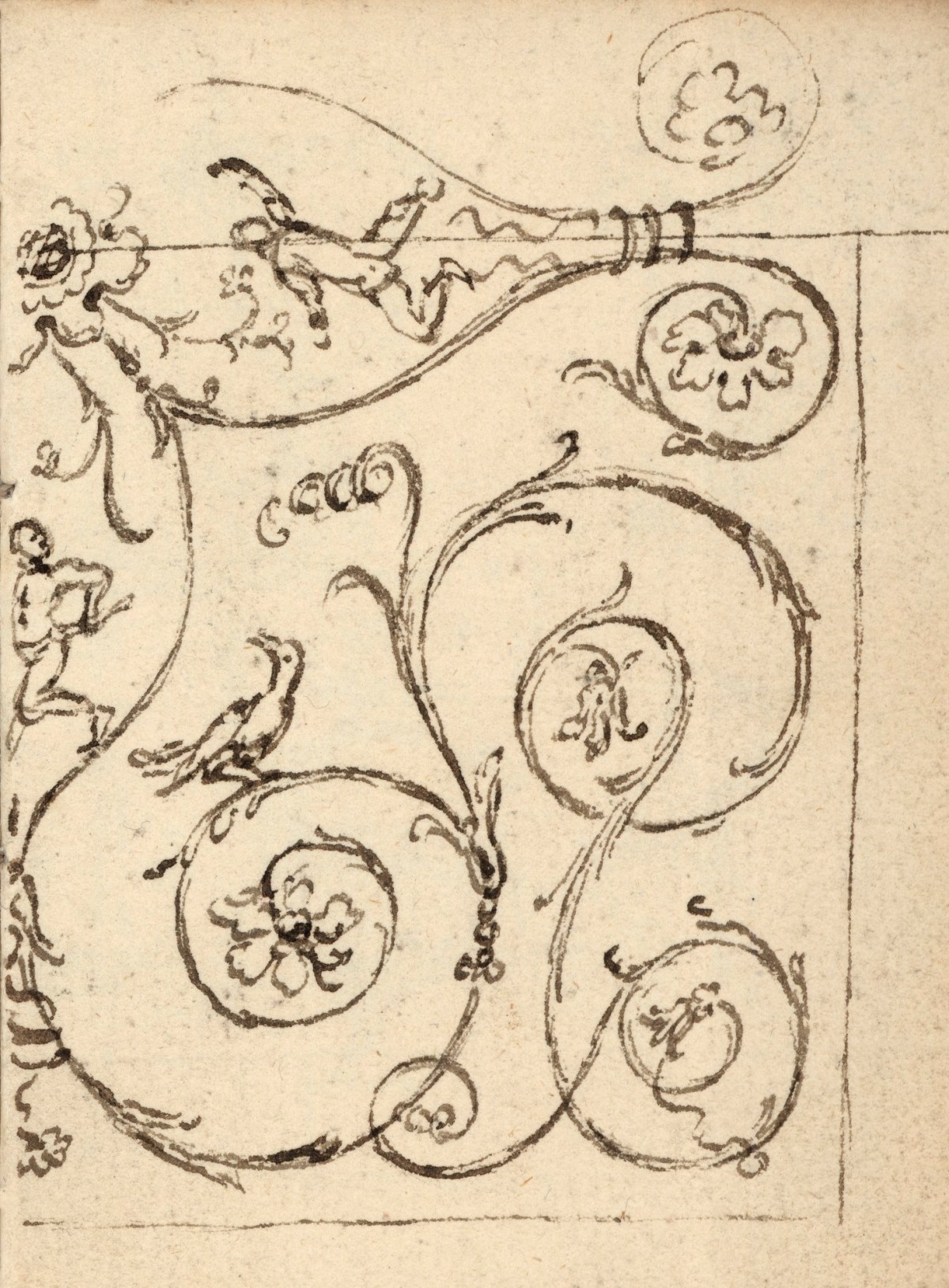 Benjamin West PRA, Leaf from a sketchbook with drawings of ornament