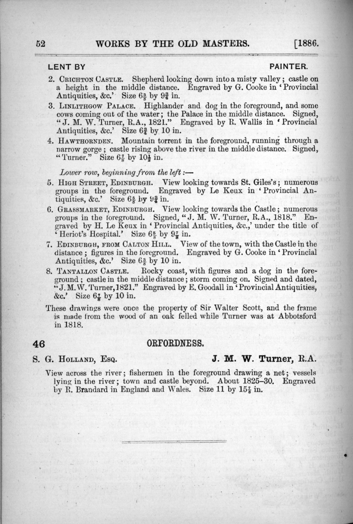 Page 52 of 1886 - Old Masters, deceased masters of the British School, Joseph Wright of Derby ARA and J.M.W. Turner RA