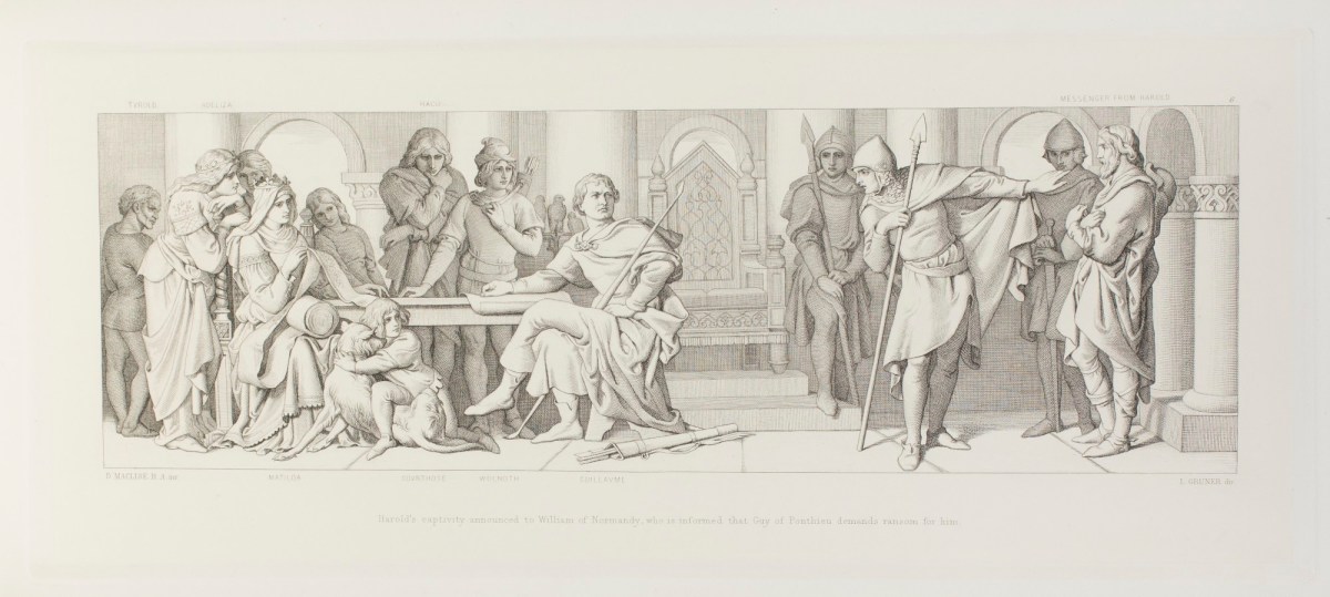 Daniel Maclise RA, Harold's captivity announced to William of Normandy, who is informed that Guy of Ponthieu demands ransom for him