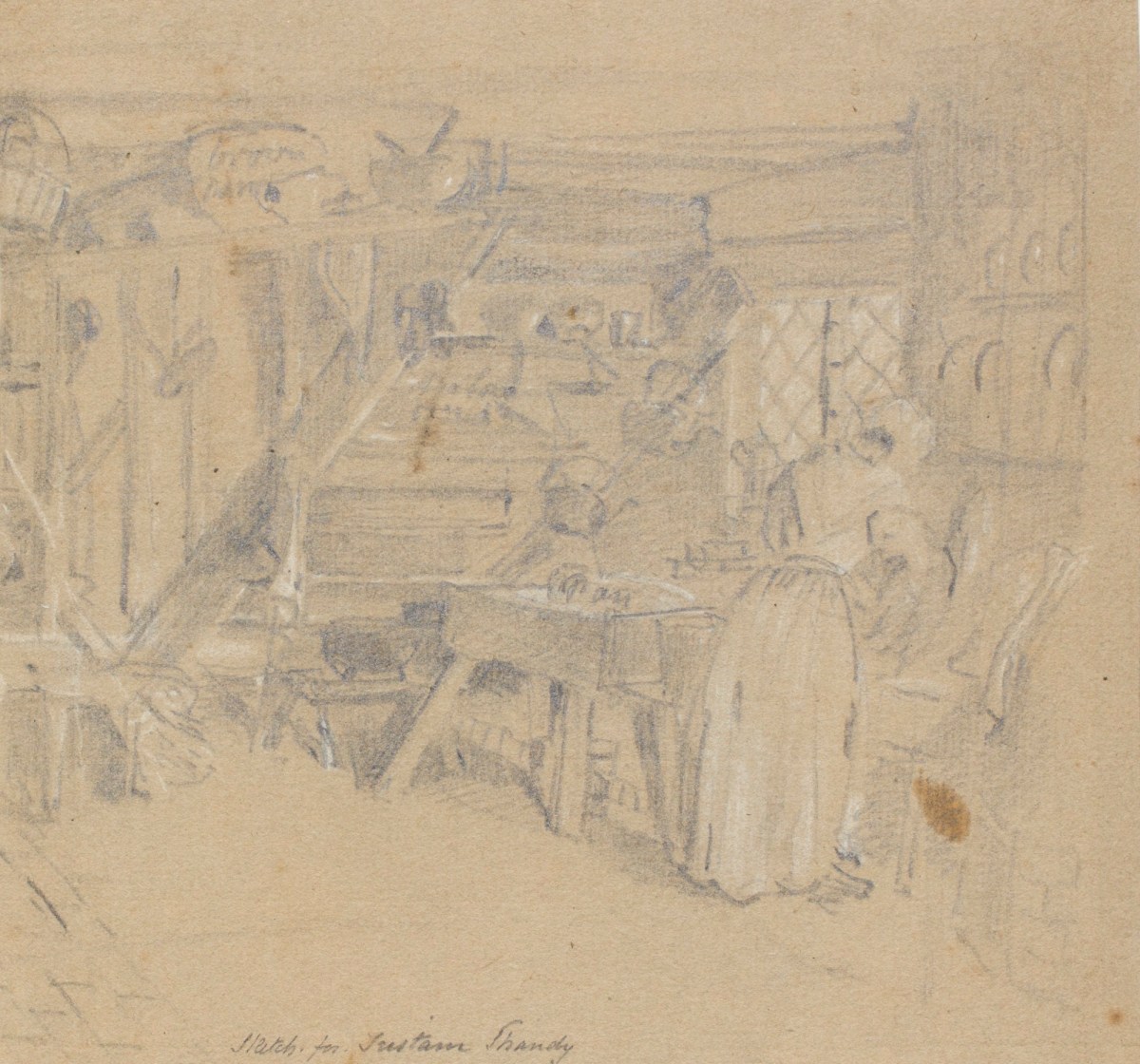 Philip Reinagle RA, Sketch of the interior of a kitchen
