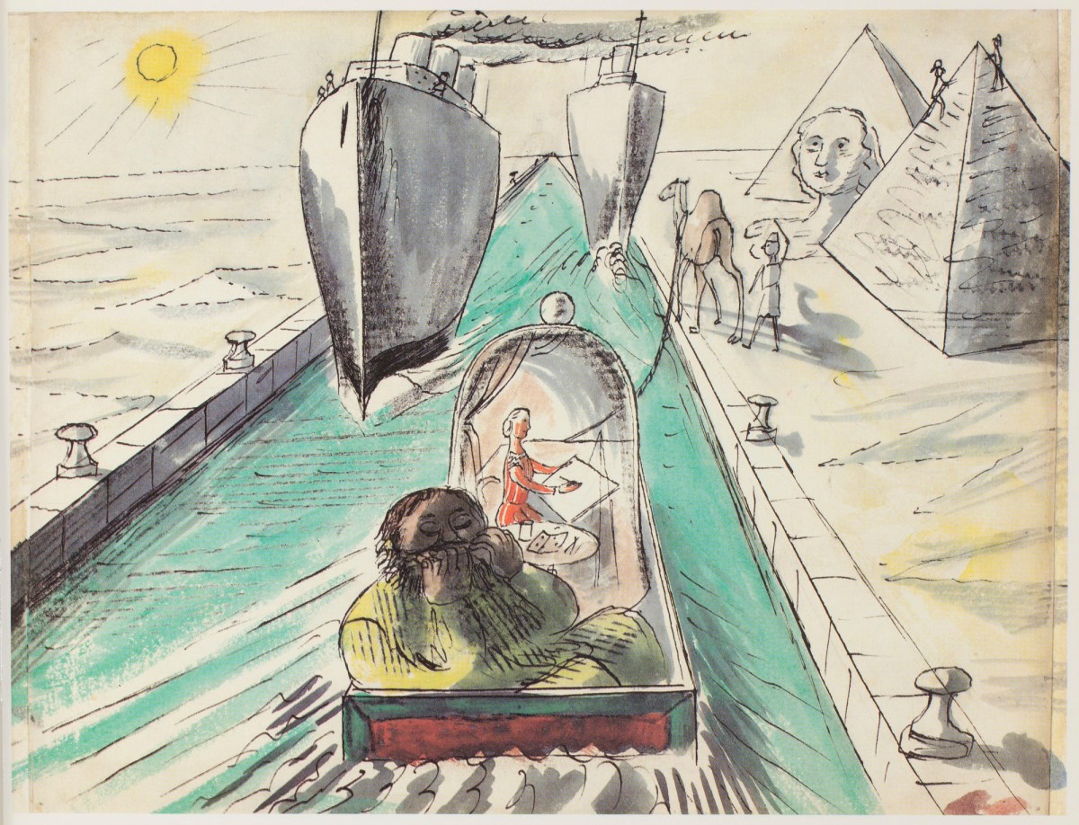 Edward Bawden RA, Lady Filmy Fern and Mr Virgin Cork sail along the Suez Canal