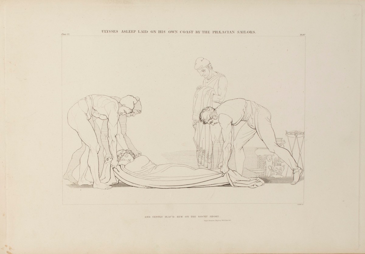 John Flaxman RA, Ulysses Asleep Laid on his own Coast by the Phaeacian Sailors