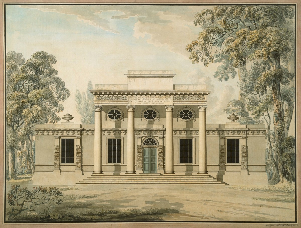John Yenn RA, Design for a garden casino with central portico: elevation