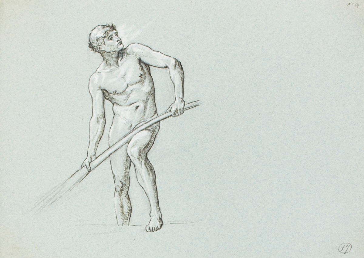 Henry Hugh Armstead RA, Nude study of a male figure for a "Coinage competition"