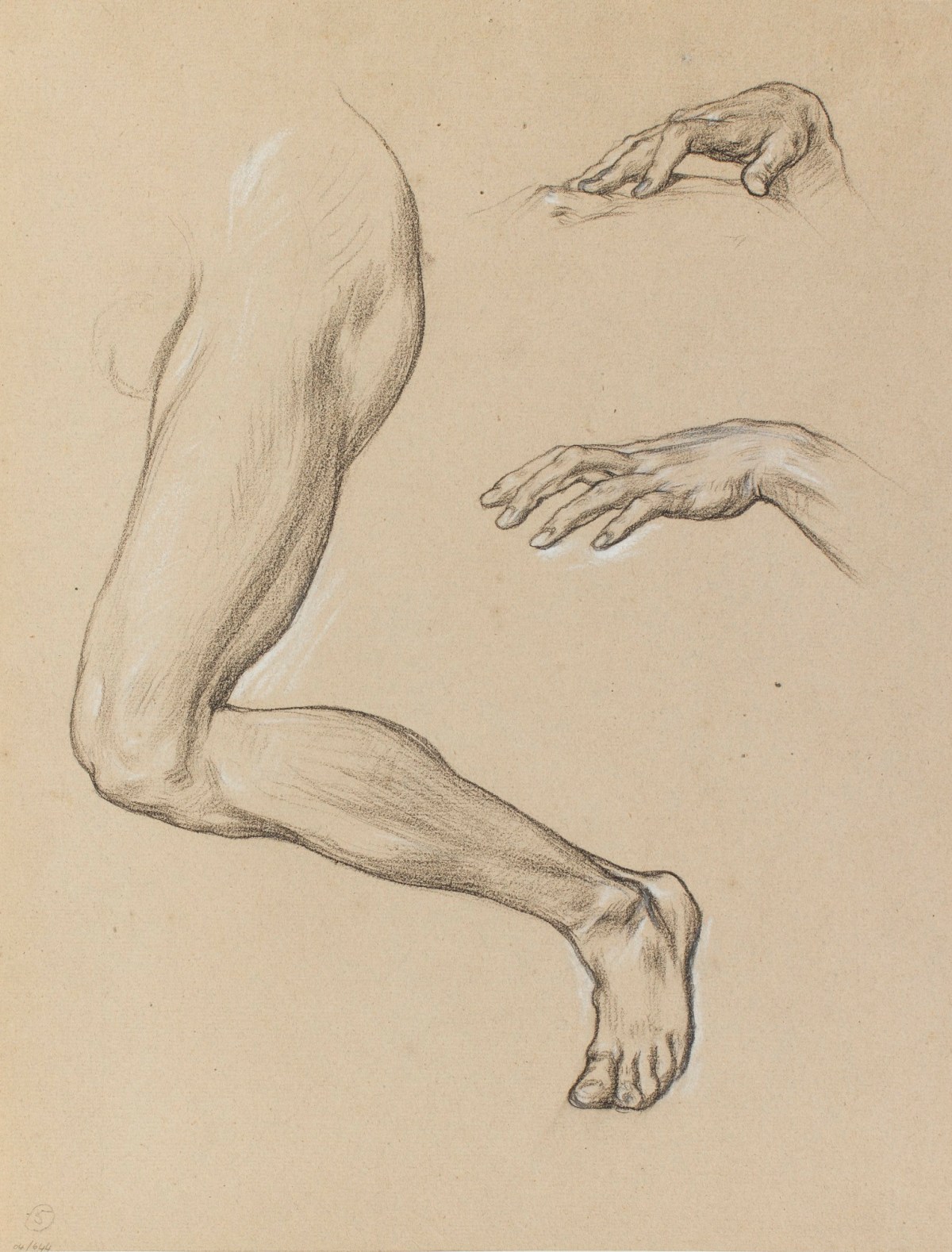 Lord Leighton PRA, Studies of a leg and hands for 'Gehazi dismissed by the prophet Elisha'