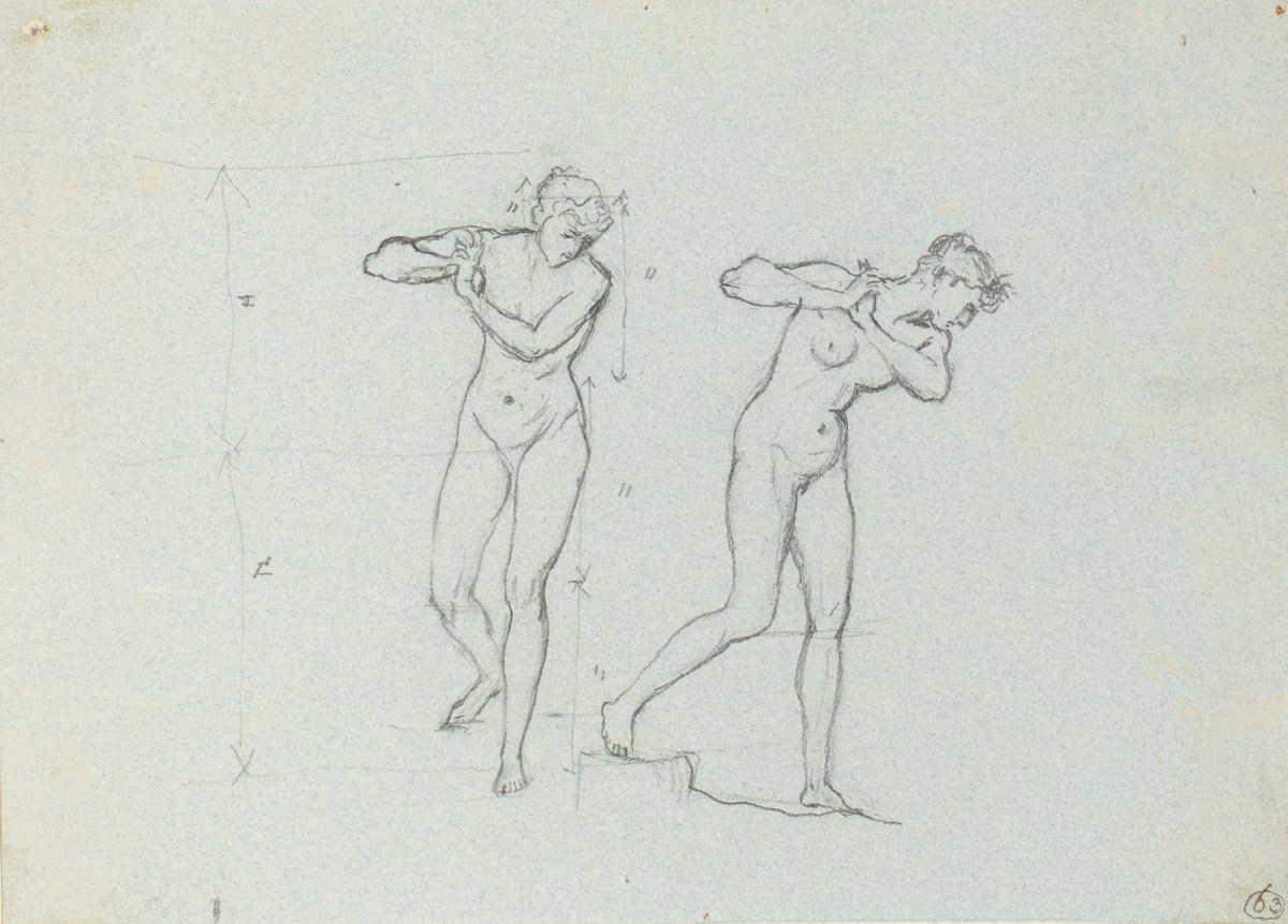 Henry Hugh Armstead RA, Two studies of a female nude for 'Remorse'