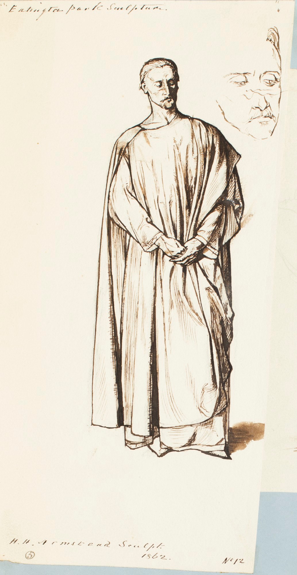 Henry Hugh Armstead RA, Study of a standing male figure, for the 'History of the Shirleys' reliefs
