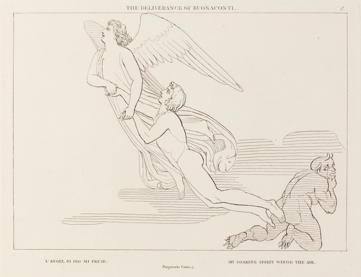 John Flaxman RA, 'The Deliverance of Buonaconti' (from The Divine Comedy, Purgatory)