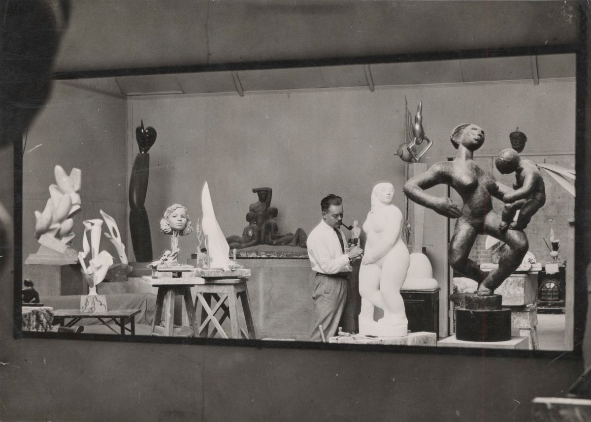 Unidentified photographer, Maurice Lambert R.A. in his studio at Logan Place, London W.8.