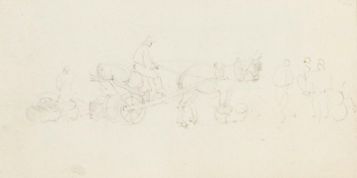 Clarkson Stanfield RA, A horse and cart with figures