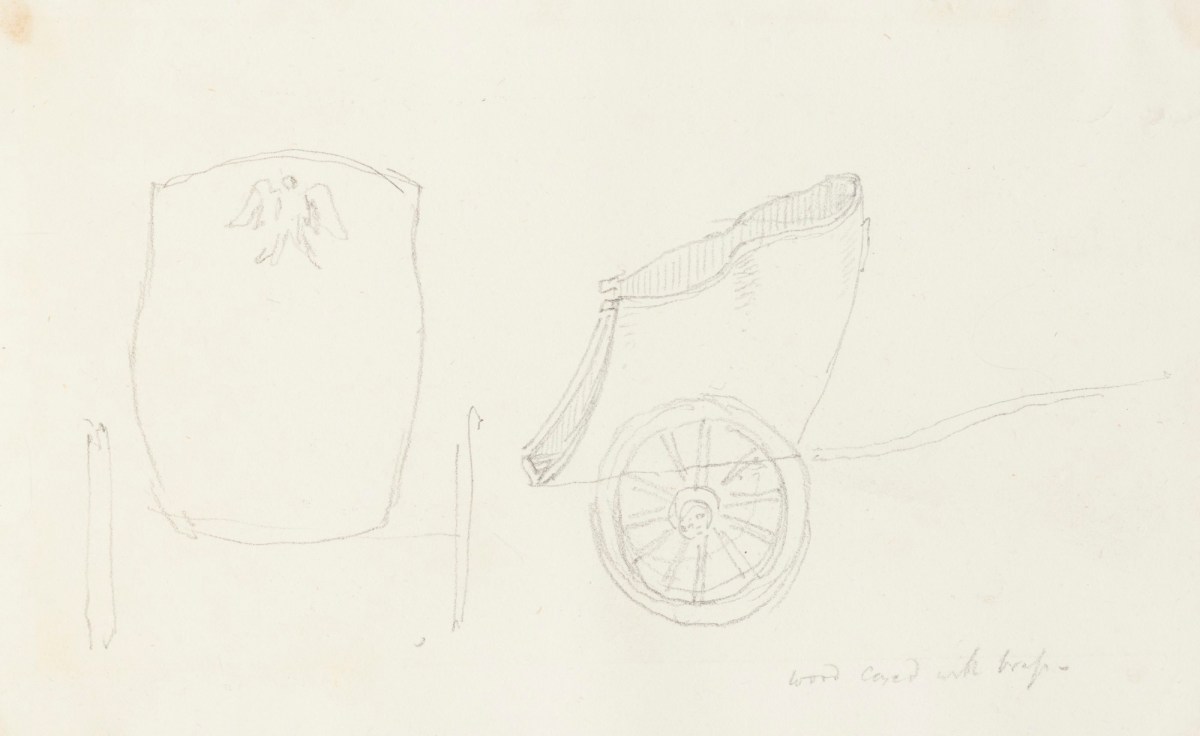 Richard Westmacott the Younger RA, Two pencil sketches of a small chariot