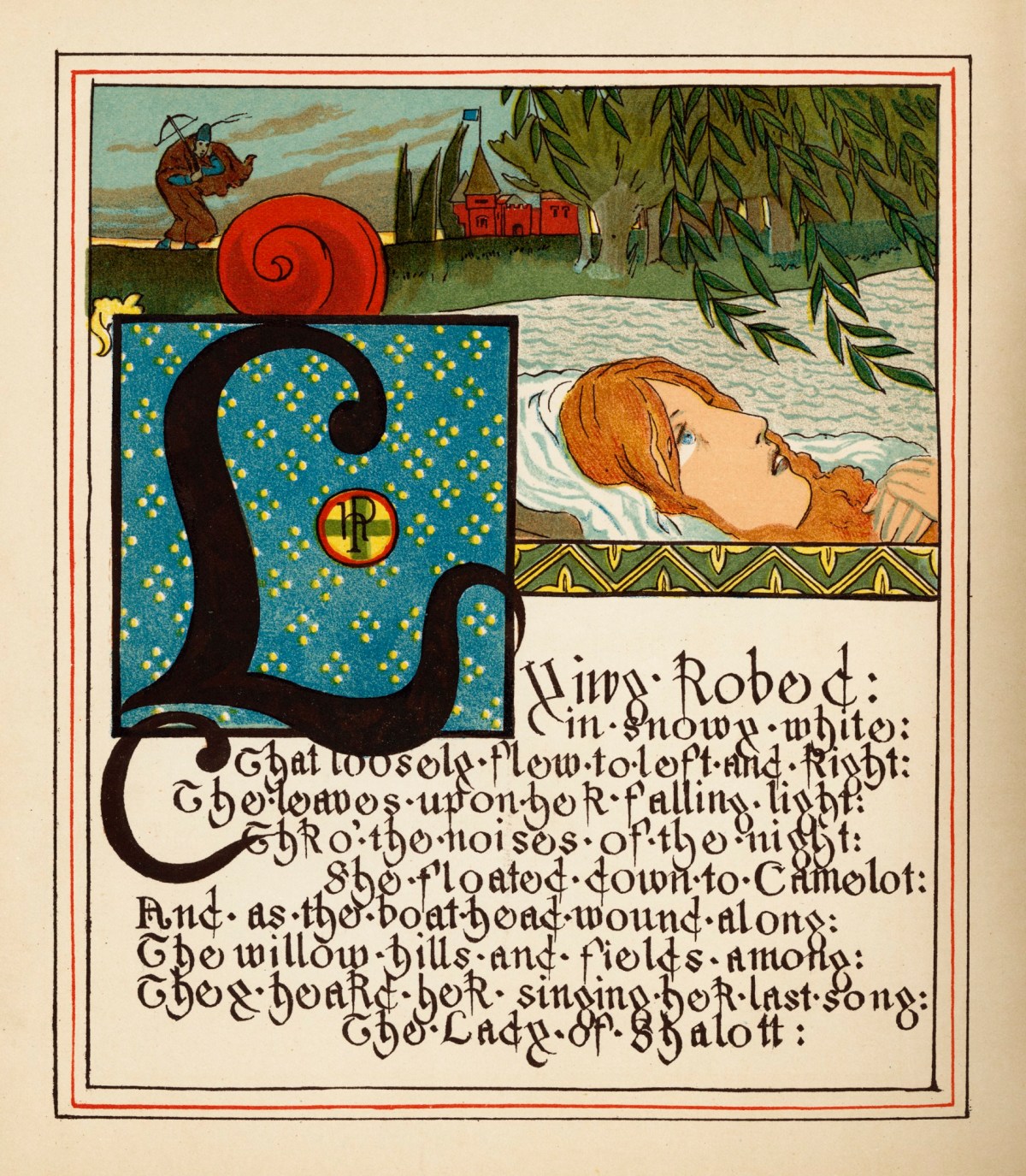 Howard Pyle, 'Thro' the noises of the night / She floated down to Camelot.'