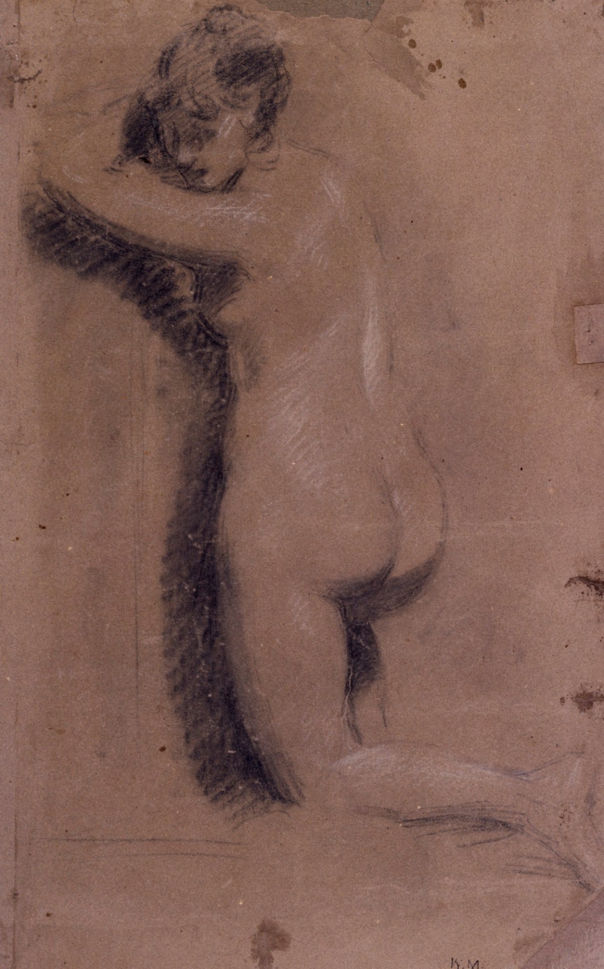 William Mulready RA, Life drawing of a kneeling nude female seen from the back