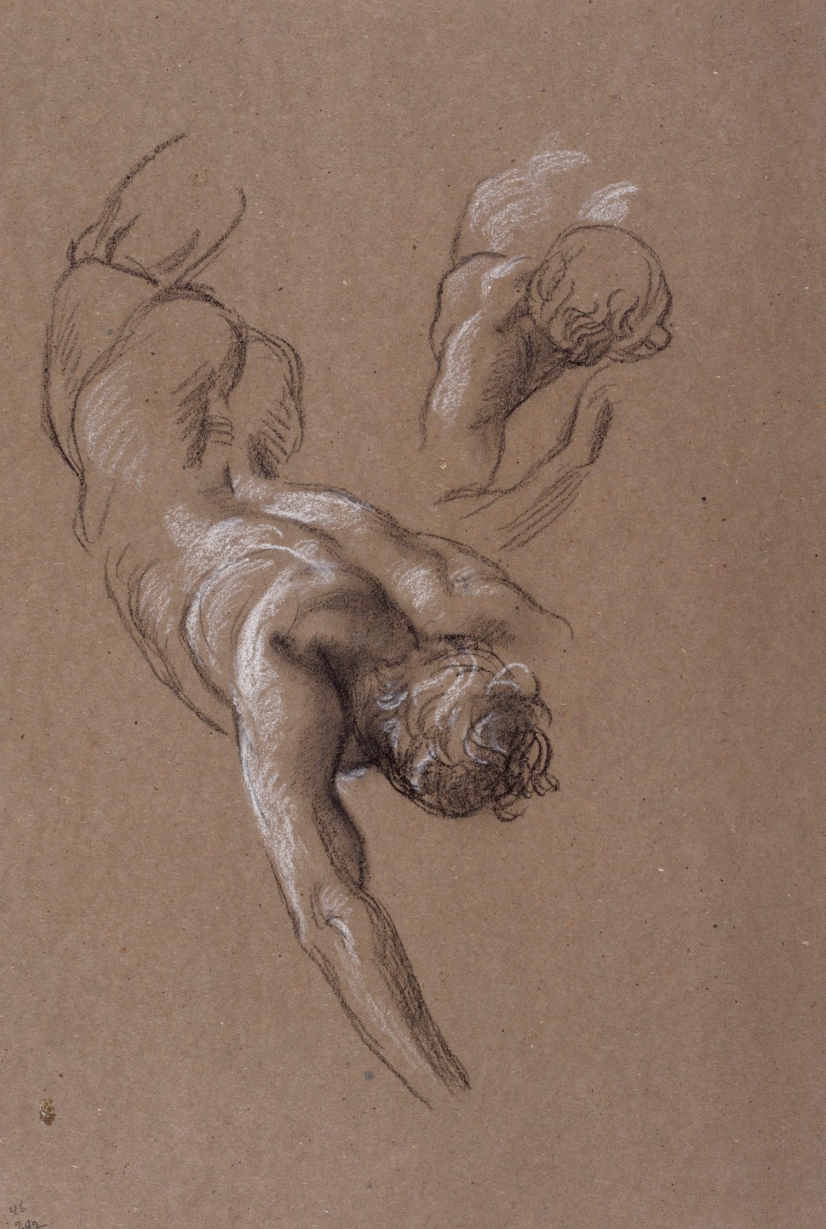 George Frederic Watts RA, Two studies of a male nude for 'The Denunciation of Cain'