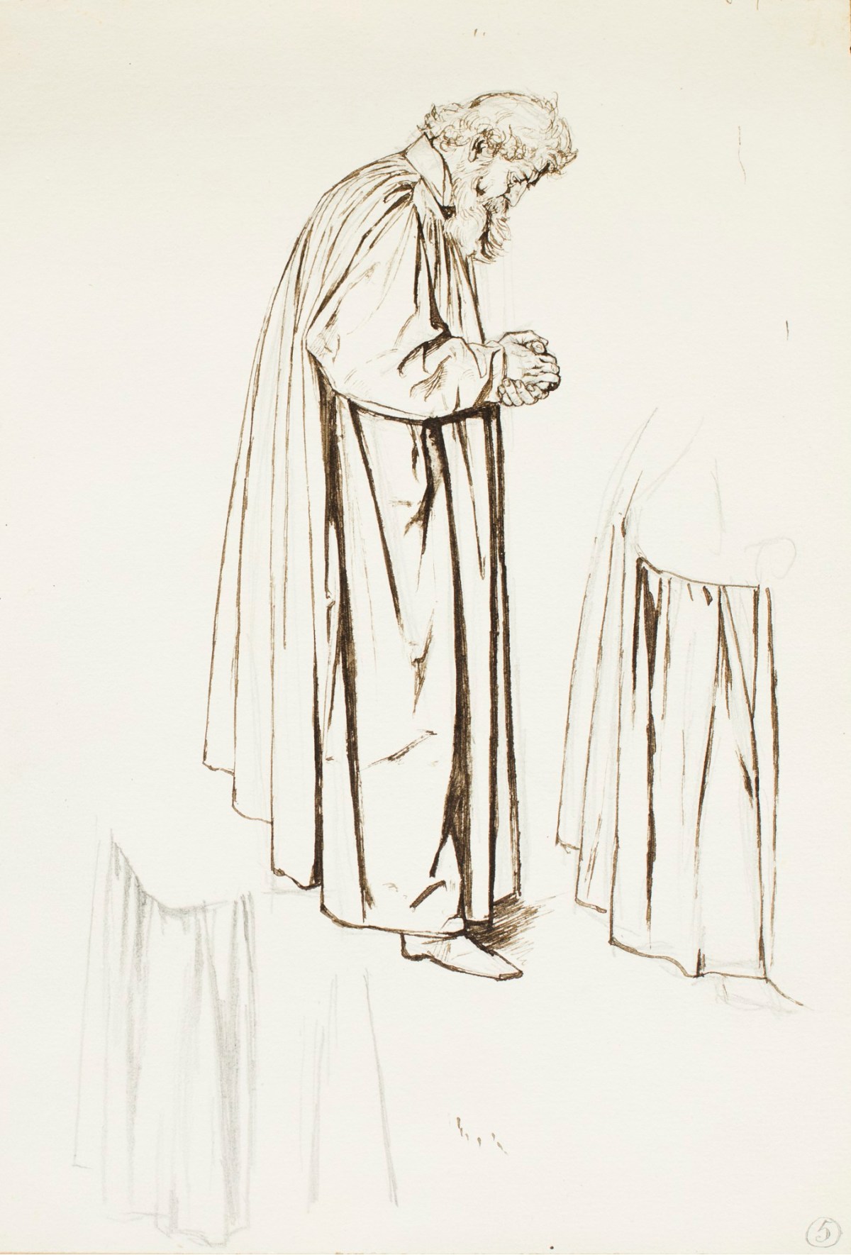 Henry Hugh Armstead RA, Studies of a standing figure, probably for the 'History of the Shirleys' reliefs