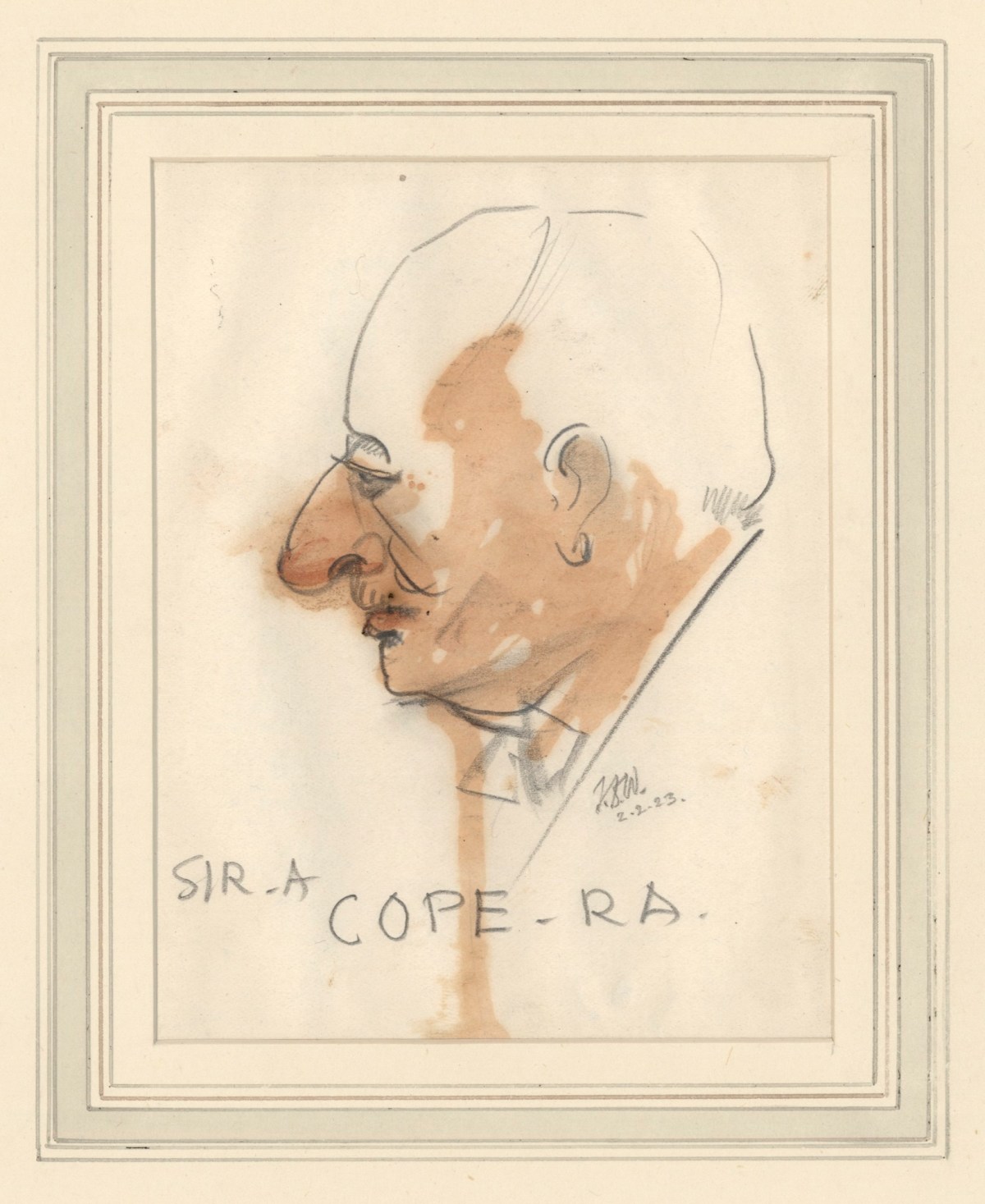 Francis Derwent Wood RA, Caricature of Sir Arthur Stockdale Cope, R.A.