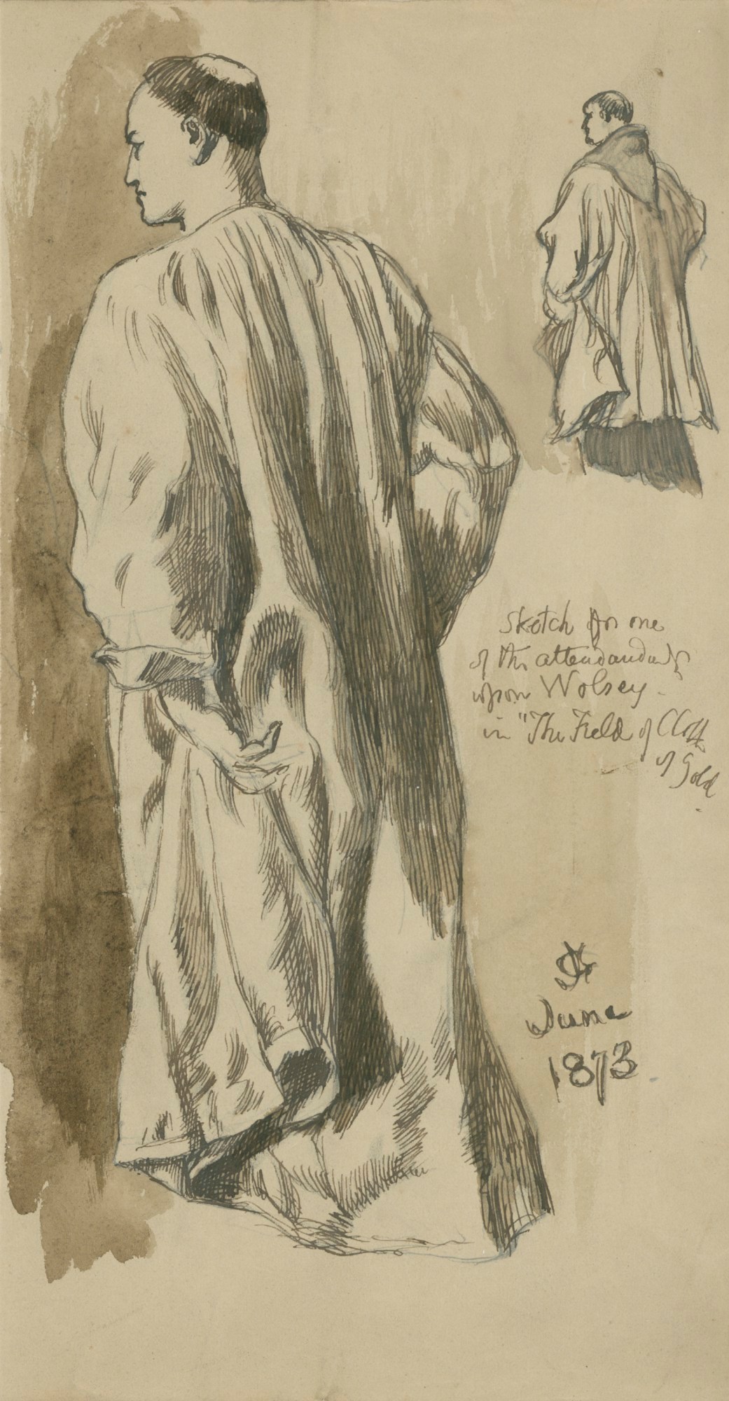 Sir John Gilbert RA, Two studies of a figure viewed from the back