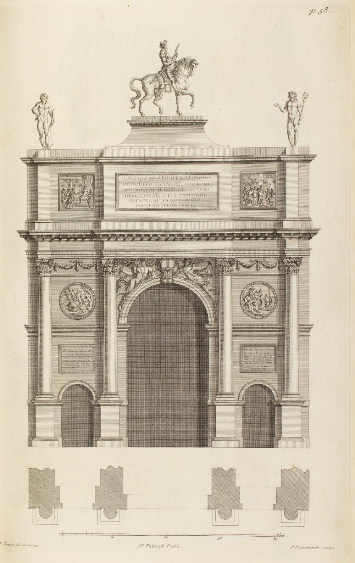 Inigo Jones, Design for Temple-bar, in the manner of a Triumphal Arch